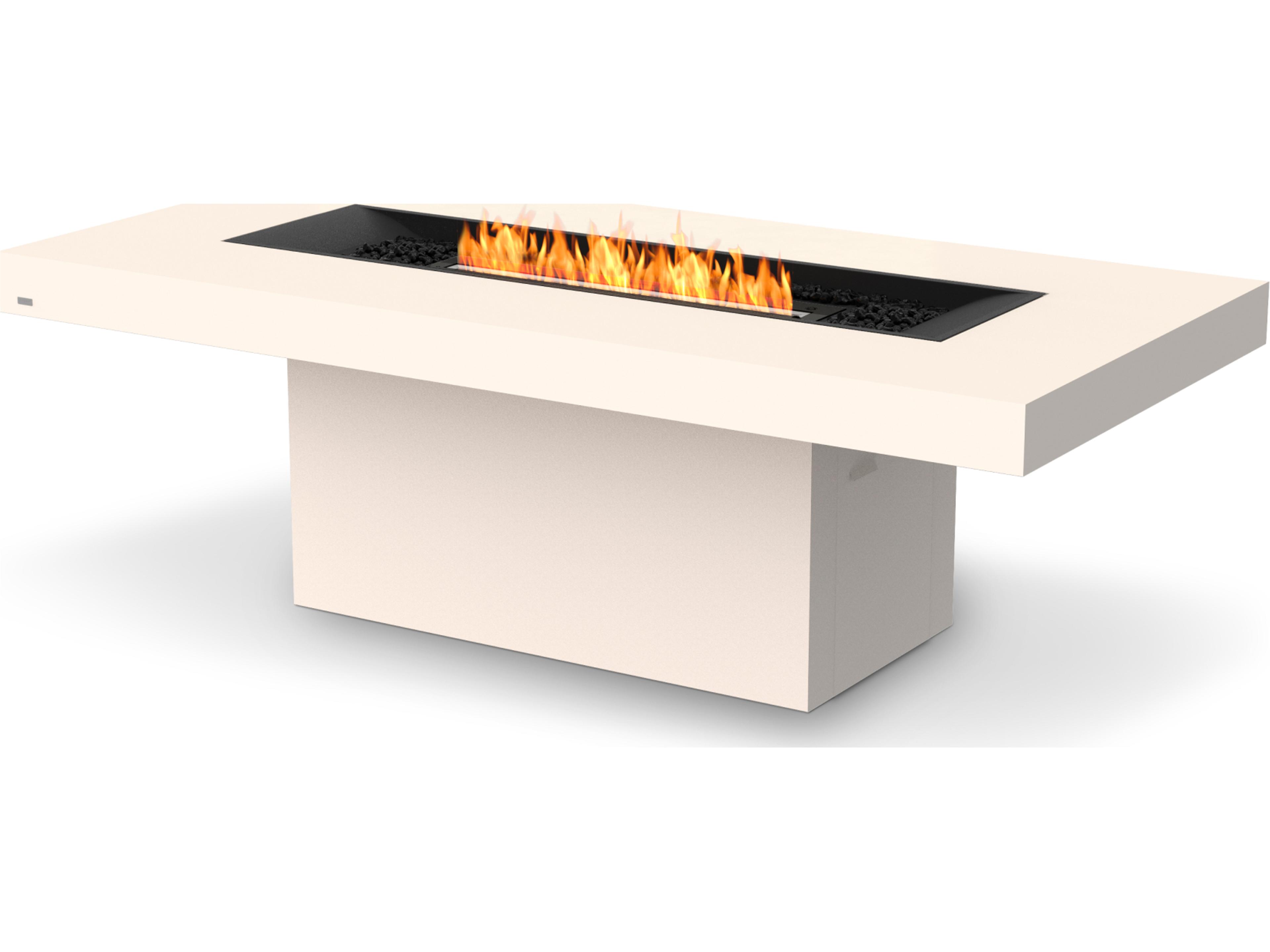 EcoSmart Fire Gin Rectangular Patio Fire Pit Table with Ethanol Burner Black