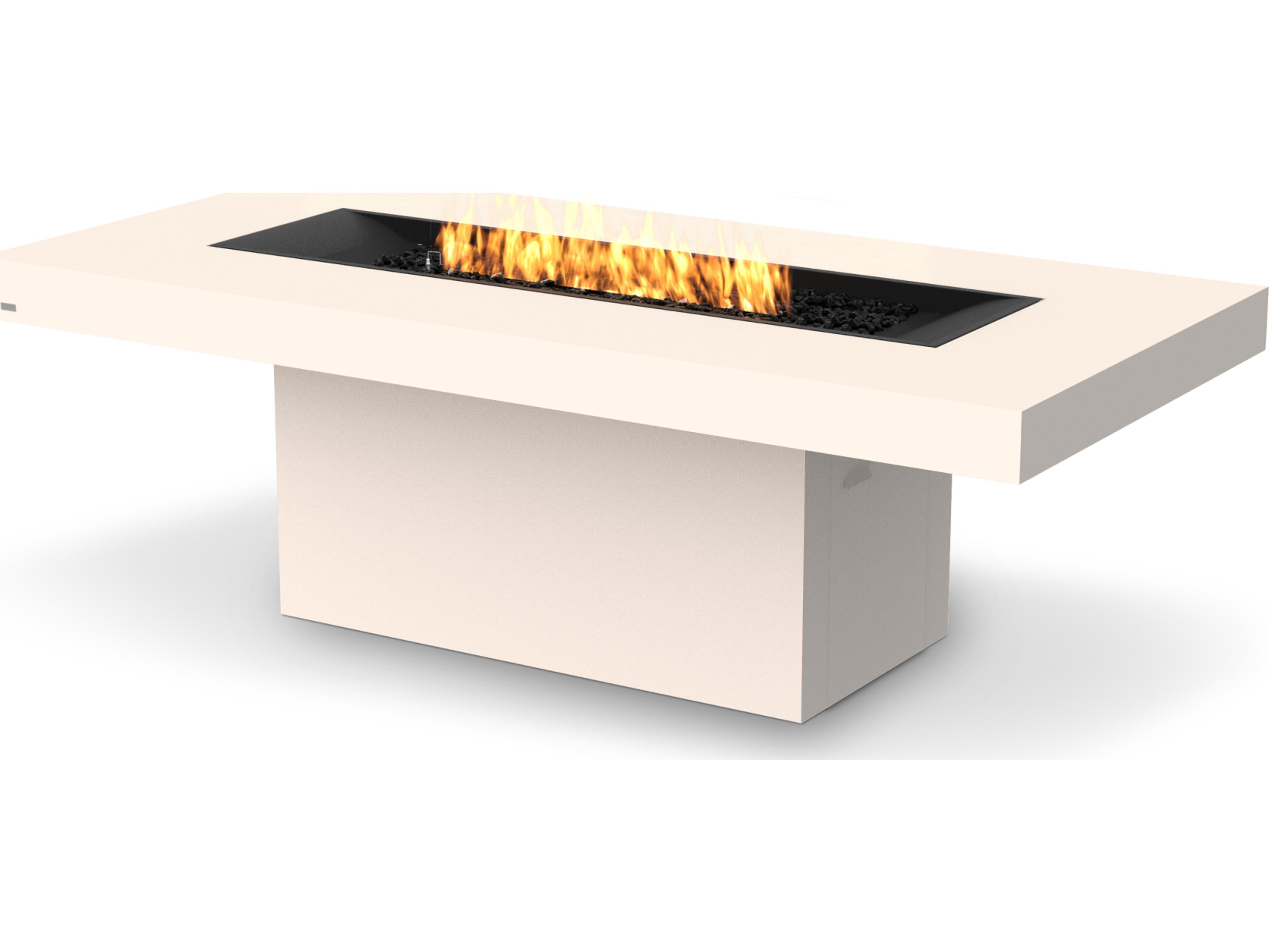 EcoSmart Fire Gin Rectangular Patio Fire Pit Table with Ethanol Burner Black