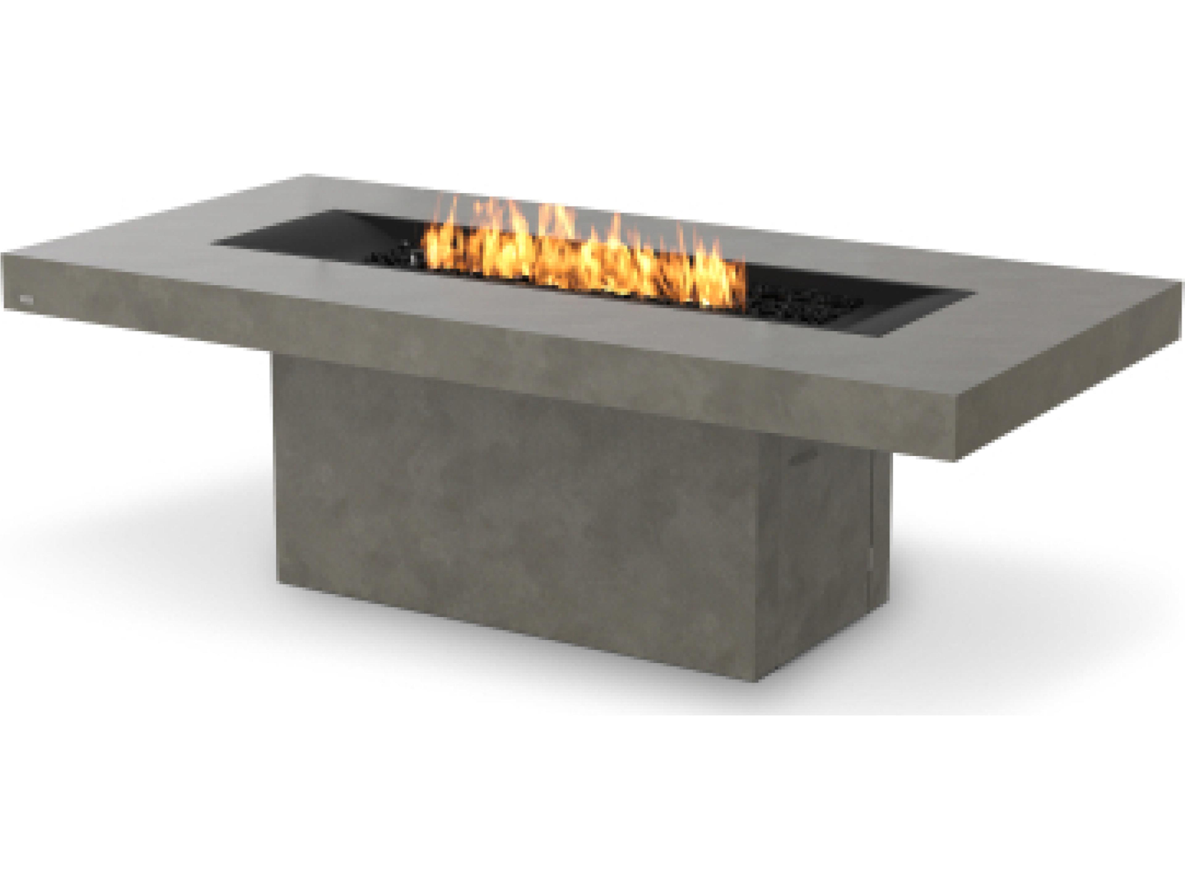 EcoSmart Fire Gin Rectangular Outdoor Patio Fire Pit Table with Ethanol Burner Black