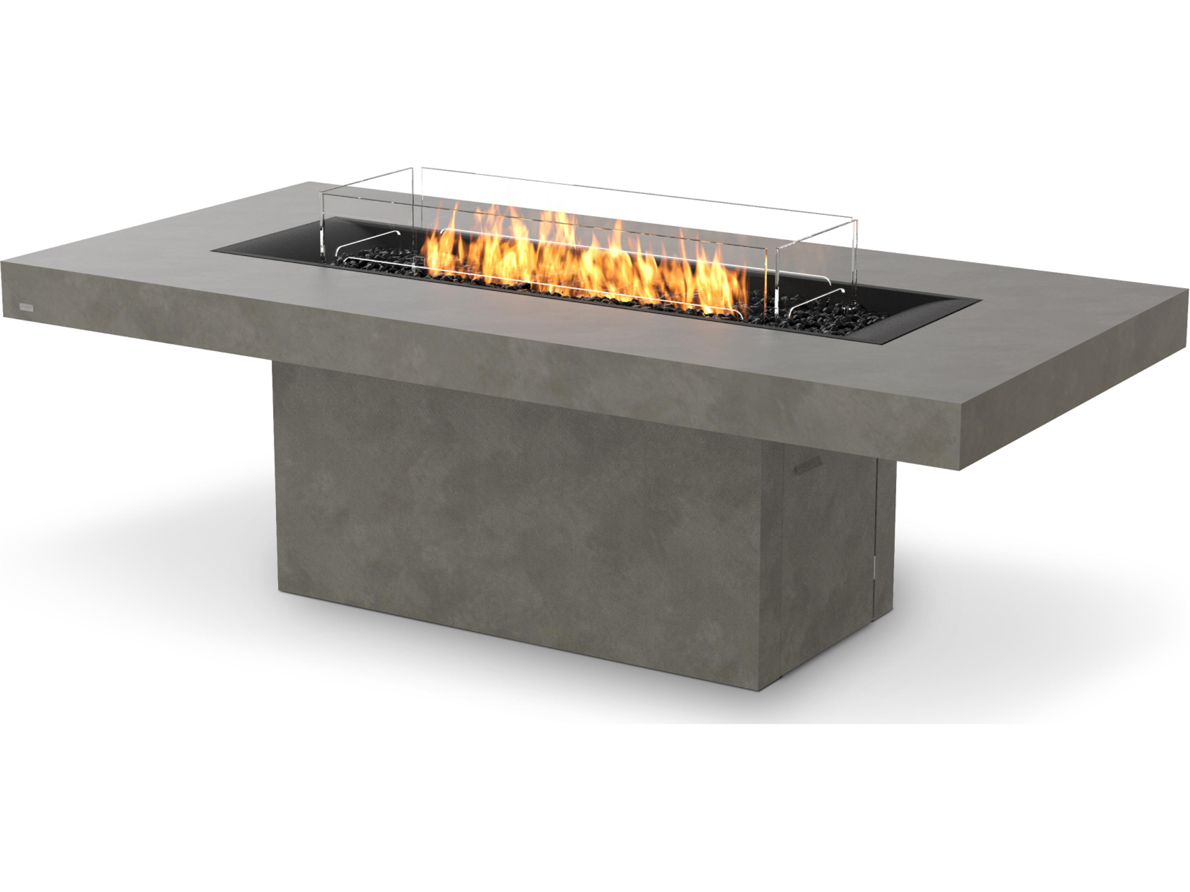 EcoSmart Fire Gin Rectangular Outdoor Patio Fire Pit Table with Ethanol Burner Black
