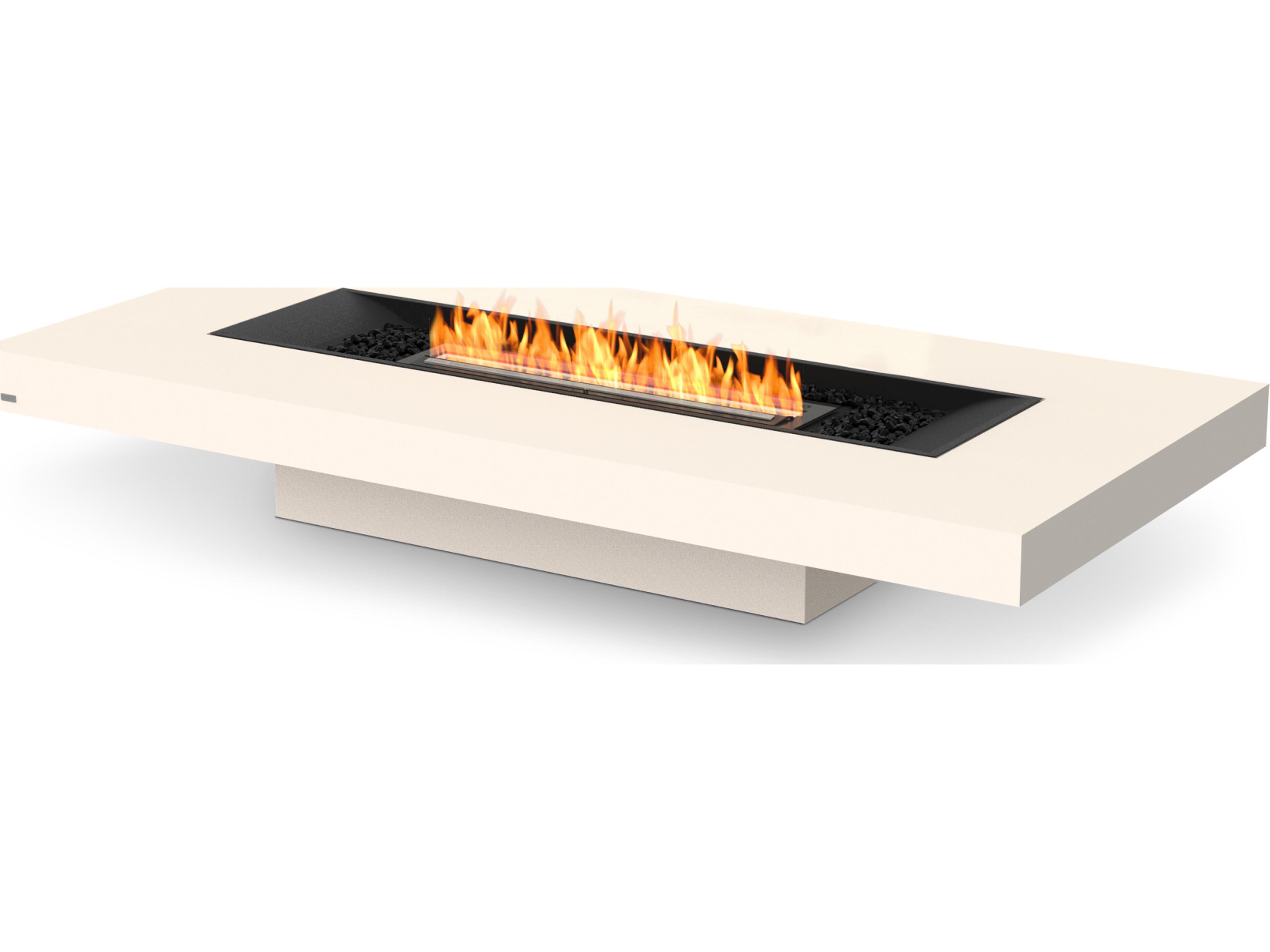 EcoSmart Fire Gin Rectangular Patio Fire Pit Table with Ethanol Burner Black