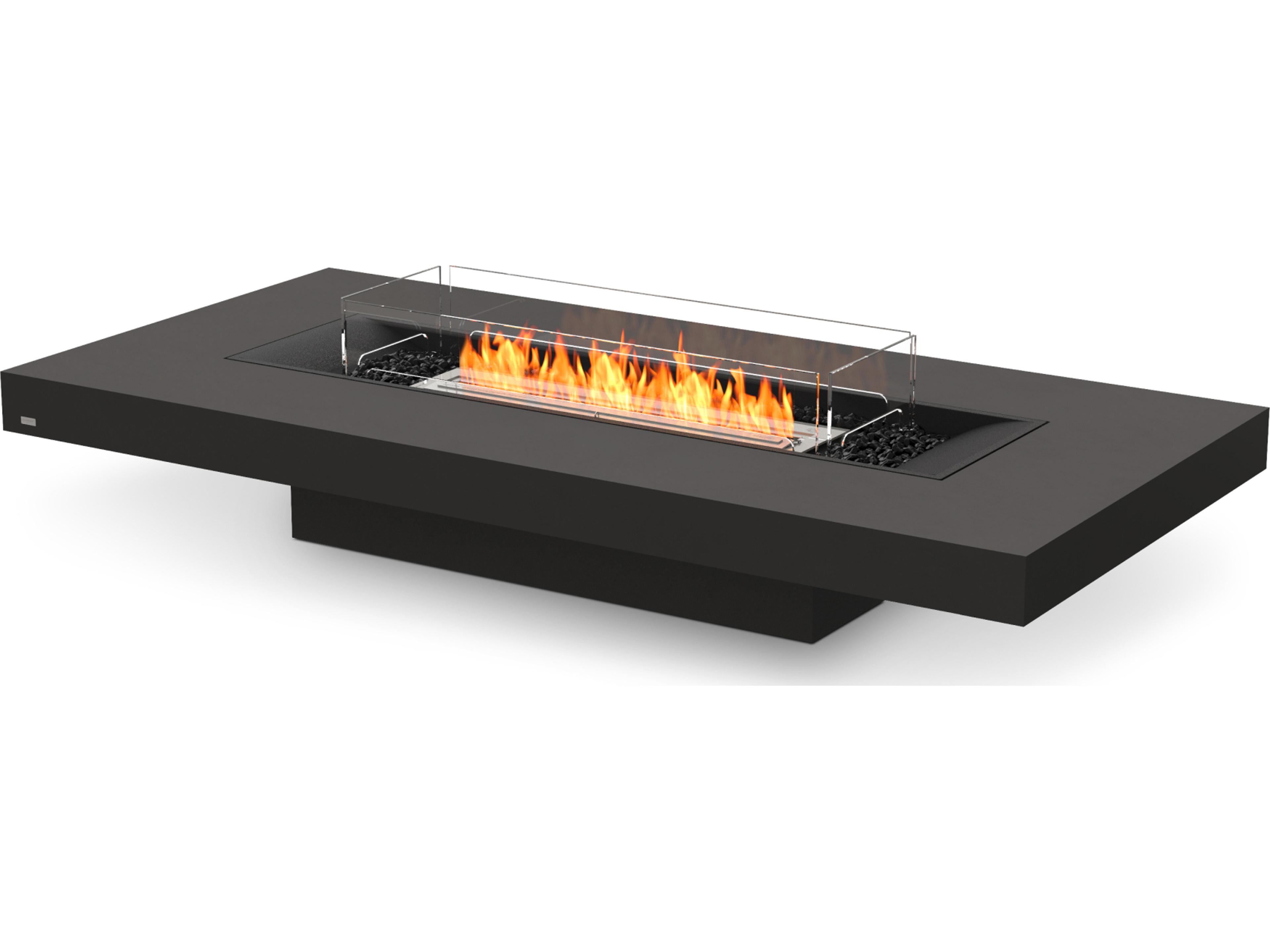 EcoSmart Fire Gin Rectangular Outdoor Fire Pit Table with Ethanol Burner Black