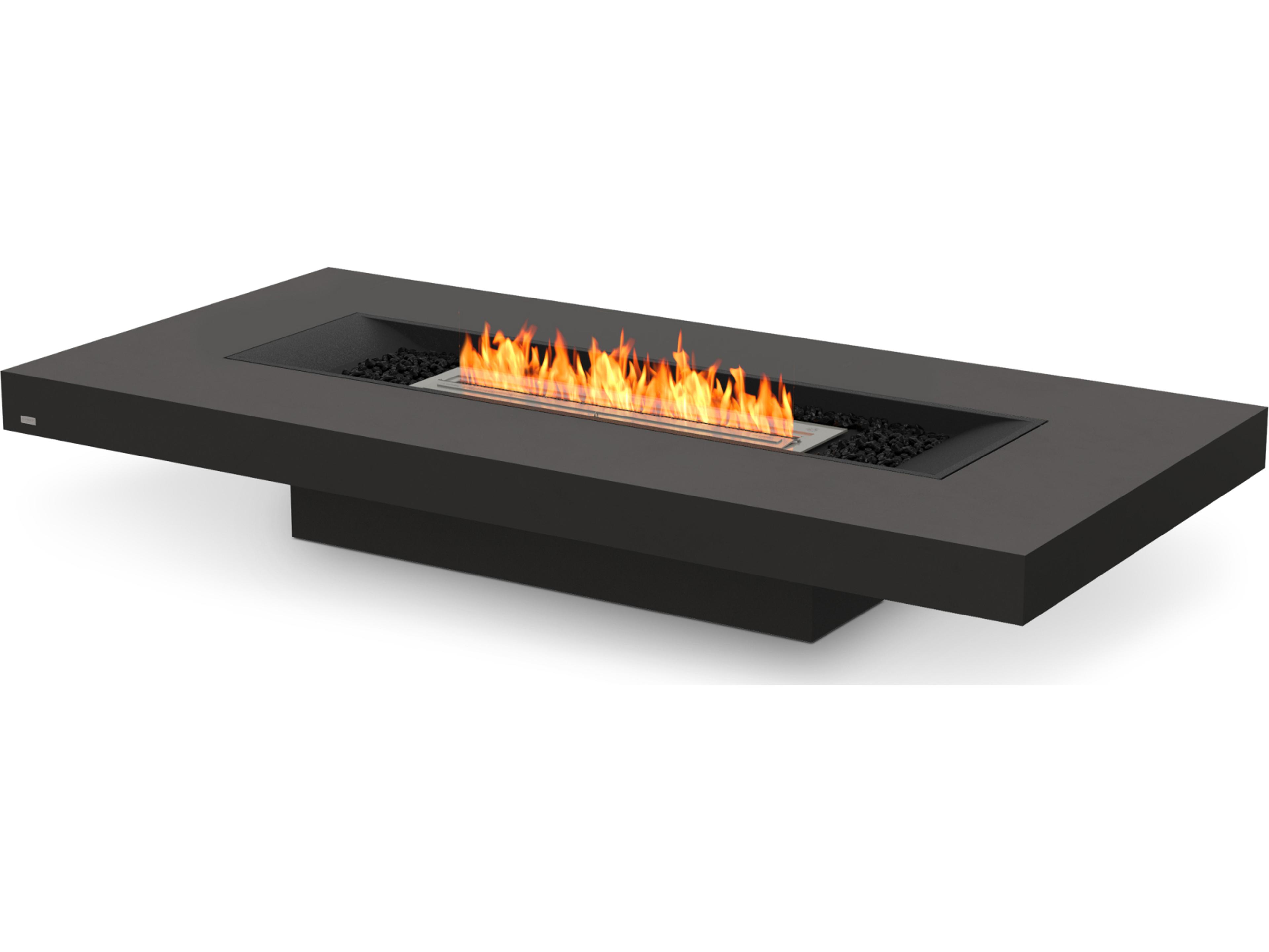 EcoSmart Fire Gin Rectangular Outdoor Fire Pit Table with Ethanol Burner Black
