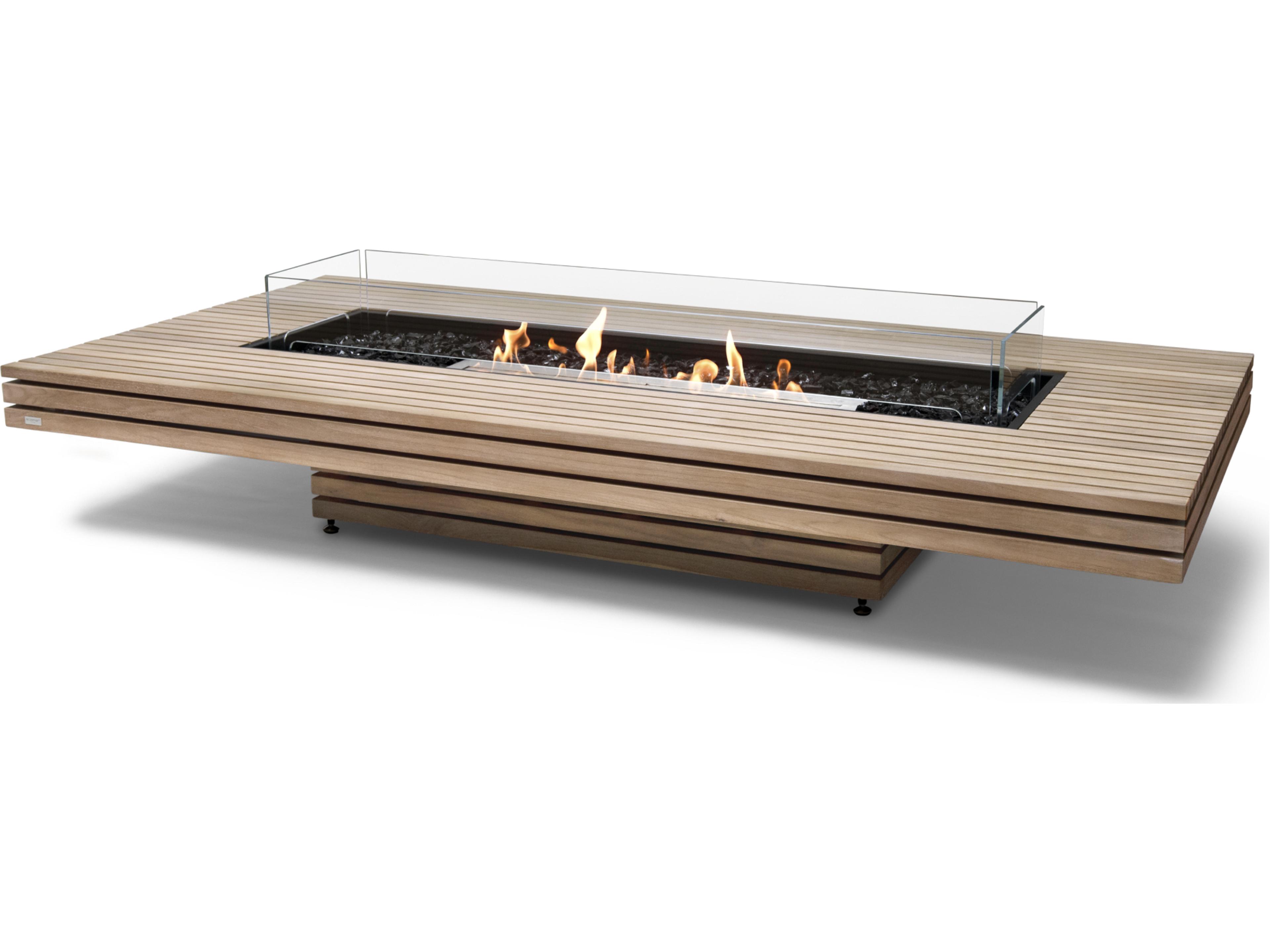 EcoSmart Fire Gin Rectangular Outdoor Fire Pit Table with Ethanol Burner Black