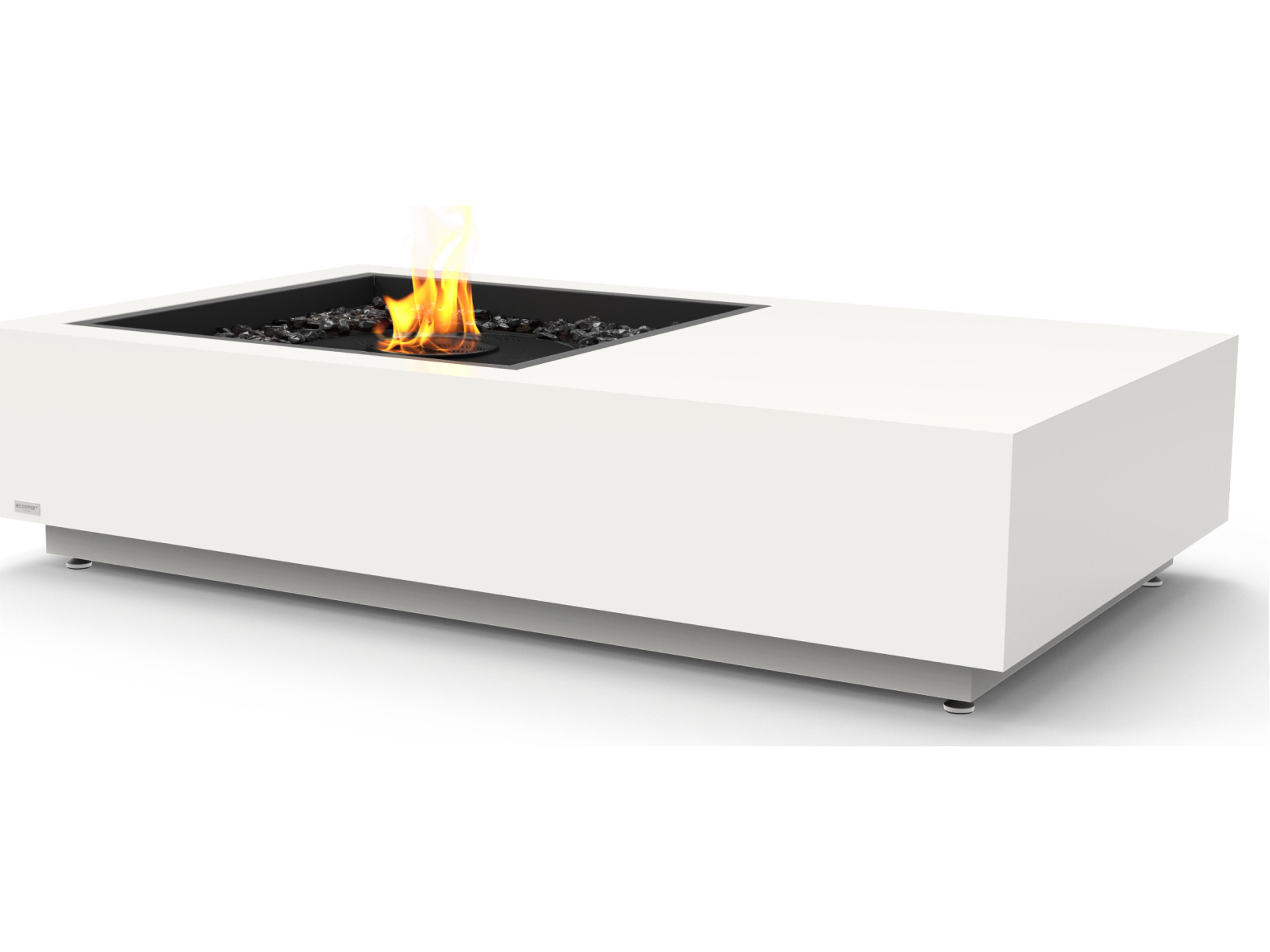 EcoSmart Fire Manhattan Rectangular Patio Fire Pit Table with Ethanol Burner Stainless Steel
