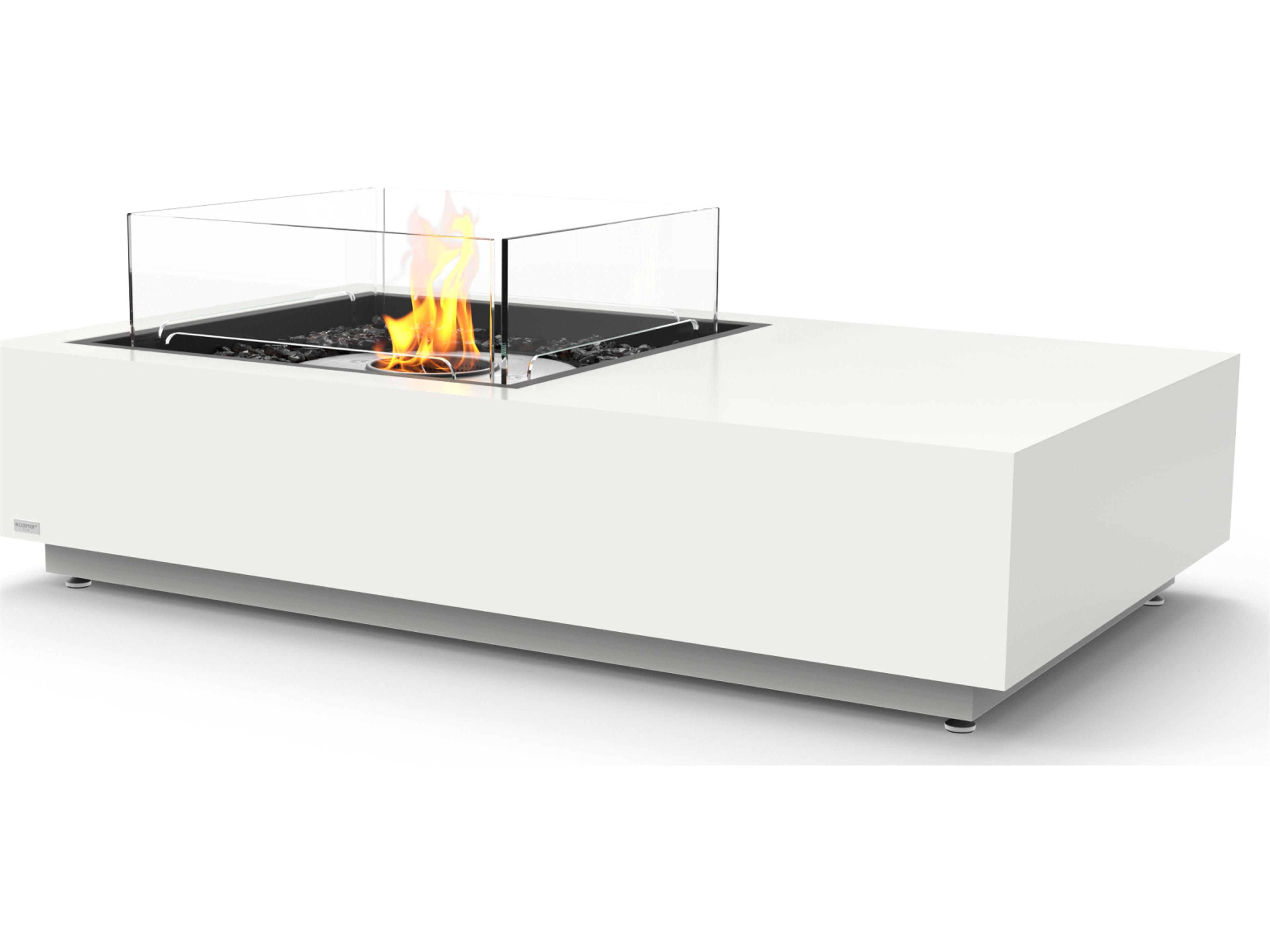 EcoSmart Fire Manhattan Rectangular Patio Fire Pit Table with Ethanol Burner Stainless Steel