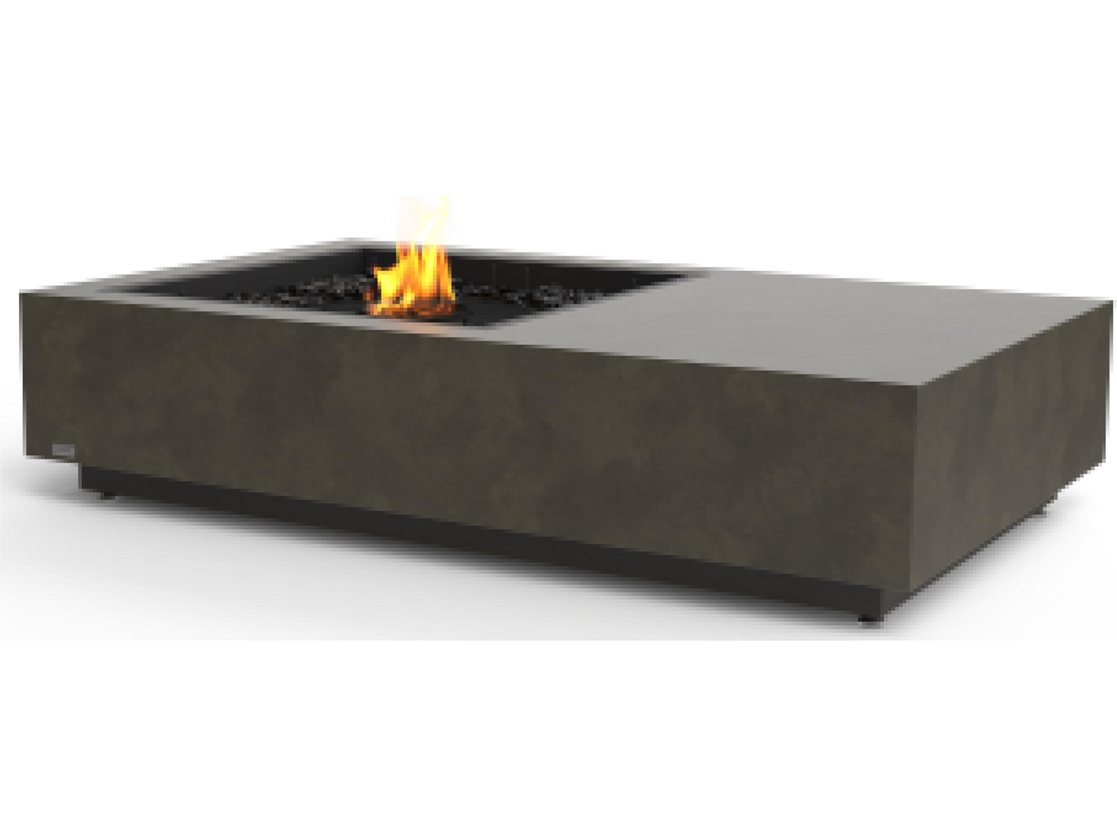 EcoSmart Fire Manhattan Rectangular Patio Fire Pit Table with Ethanol Burner Stainless Steel