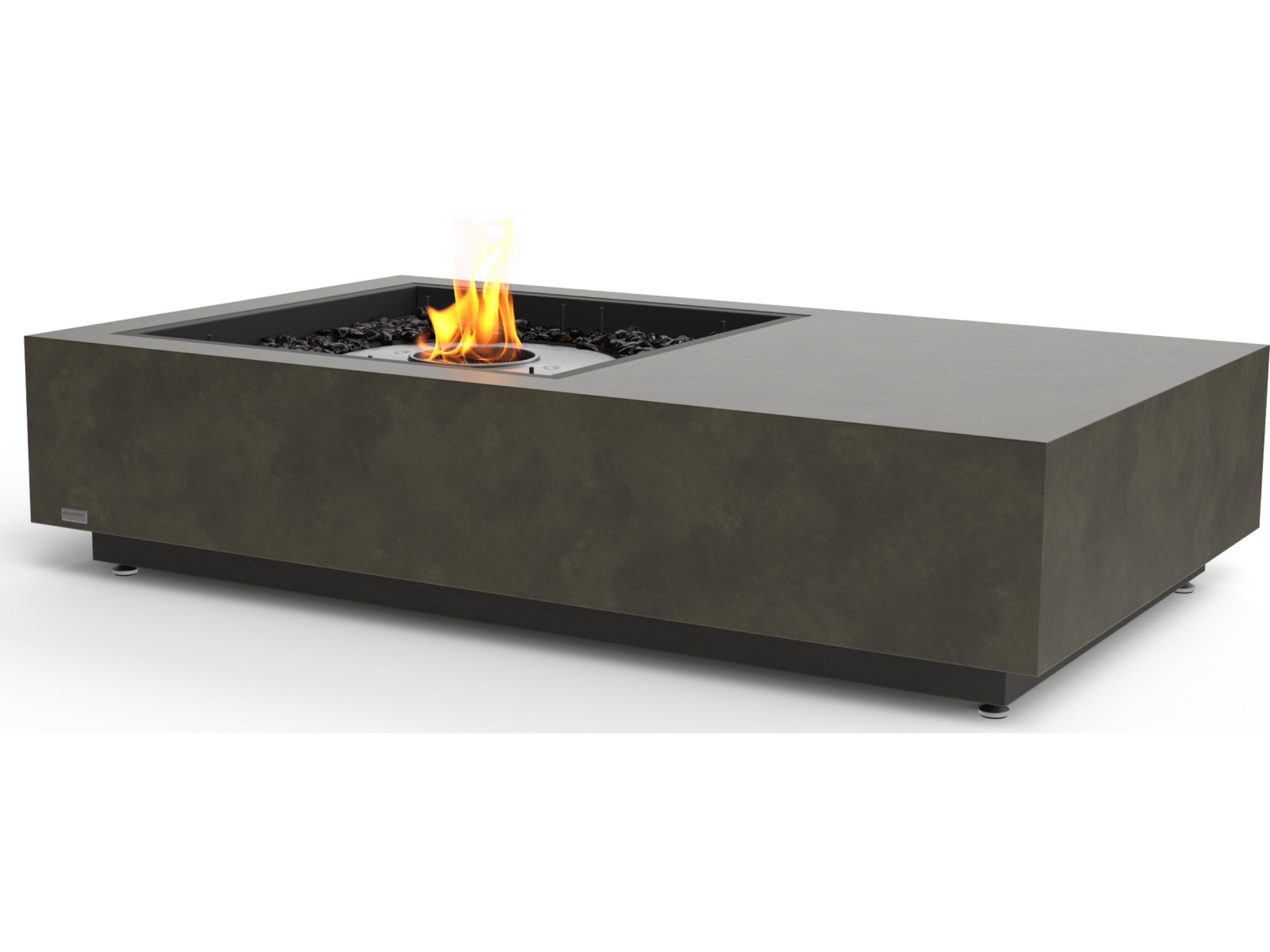 EcoSmart Fire Manhattan Rectangular Outdoor Fire Pit Table with Ethanol Burner Black