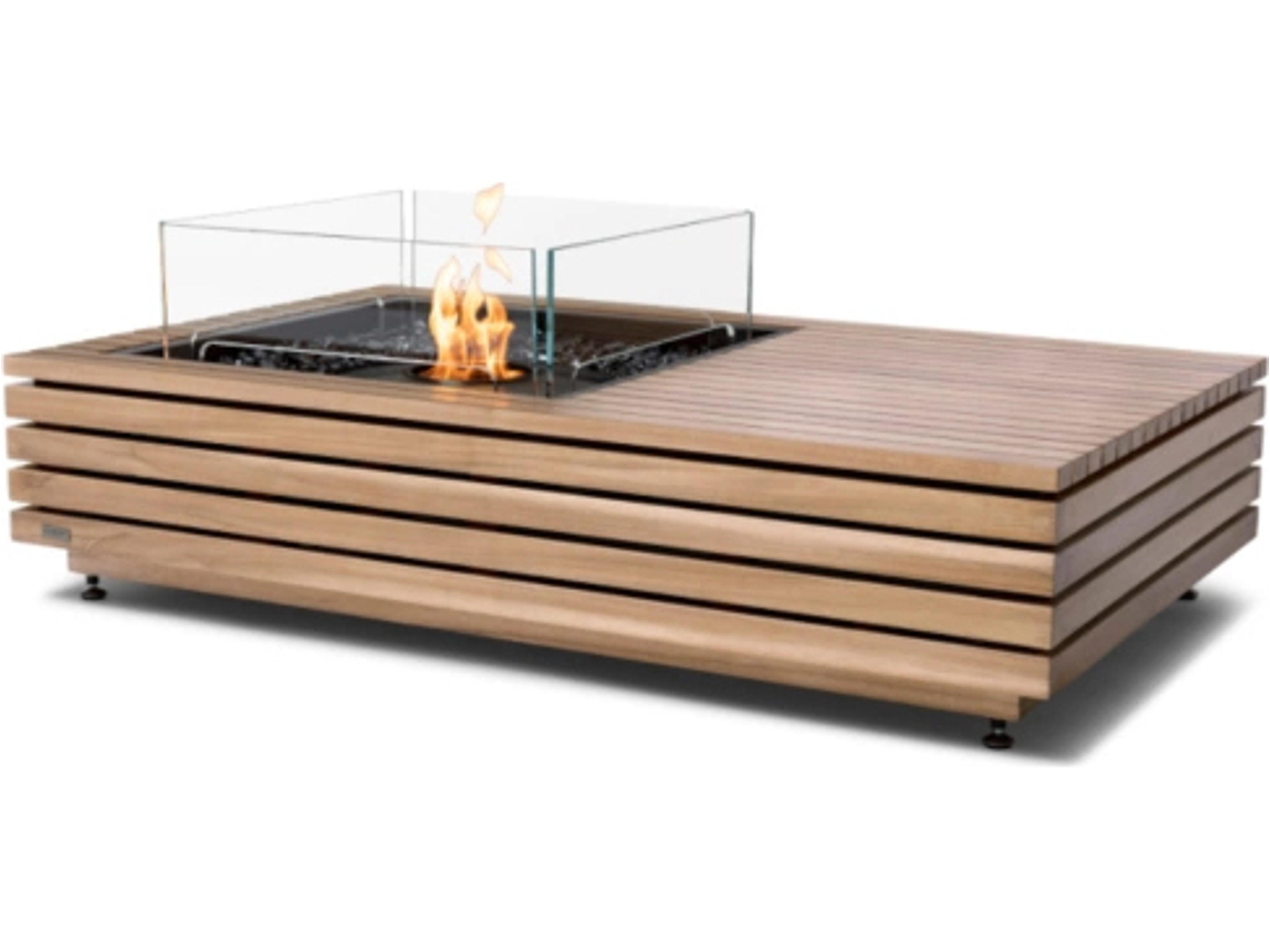 EcoSmart Fire Manhattan Rectangular Outdoor Fire Pit Table with Ethanol Burner Black