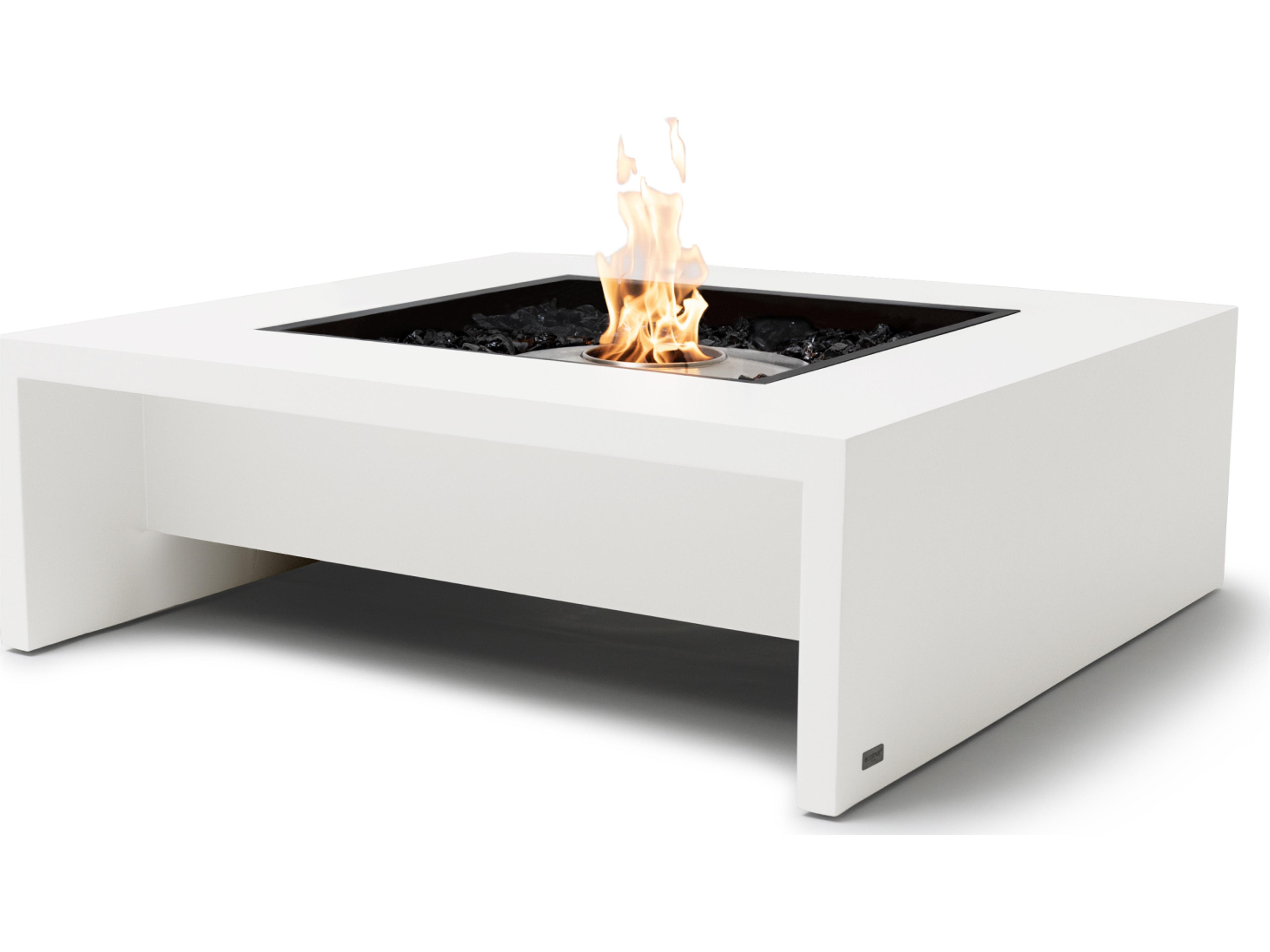 EcoSmart Fire Mojito Square Patio Fire Pit Table with Ethanol Burner Stainless Steel