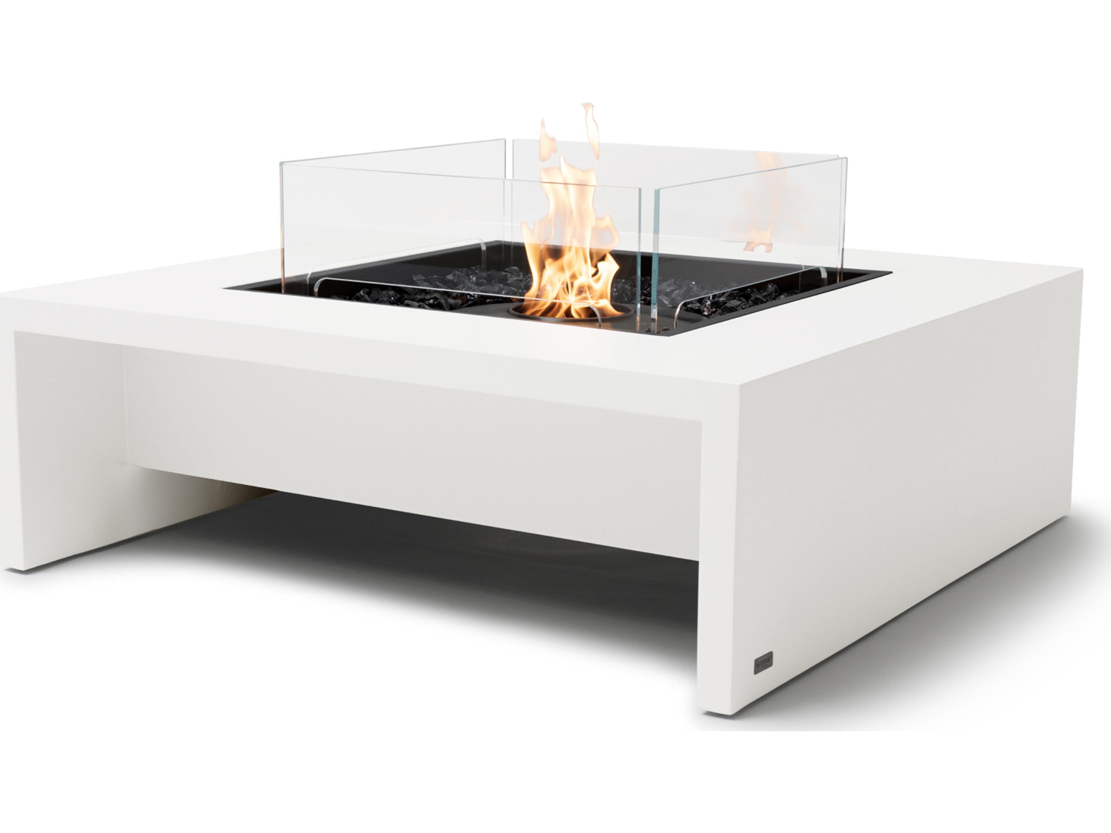 EcoSmart Fire Mojito Square Patio Fire Pit Table with Ethanol Burner Stainless Steel