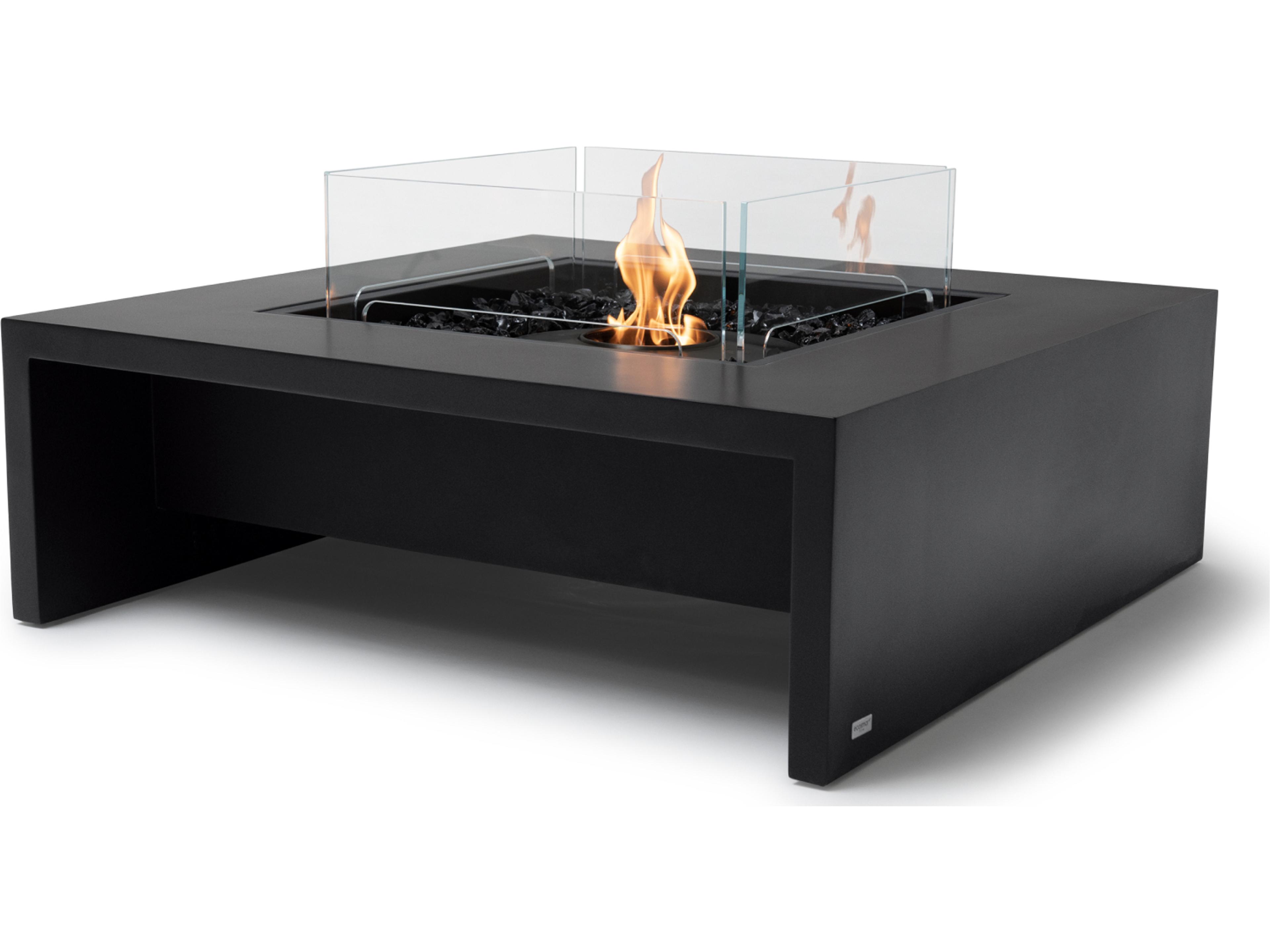 EcoSmart Fire Mojito Square Outdoor Patio Fire Pit Table with Gas LP/NG Stainless Steel