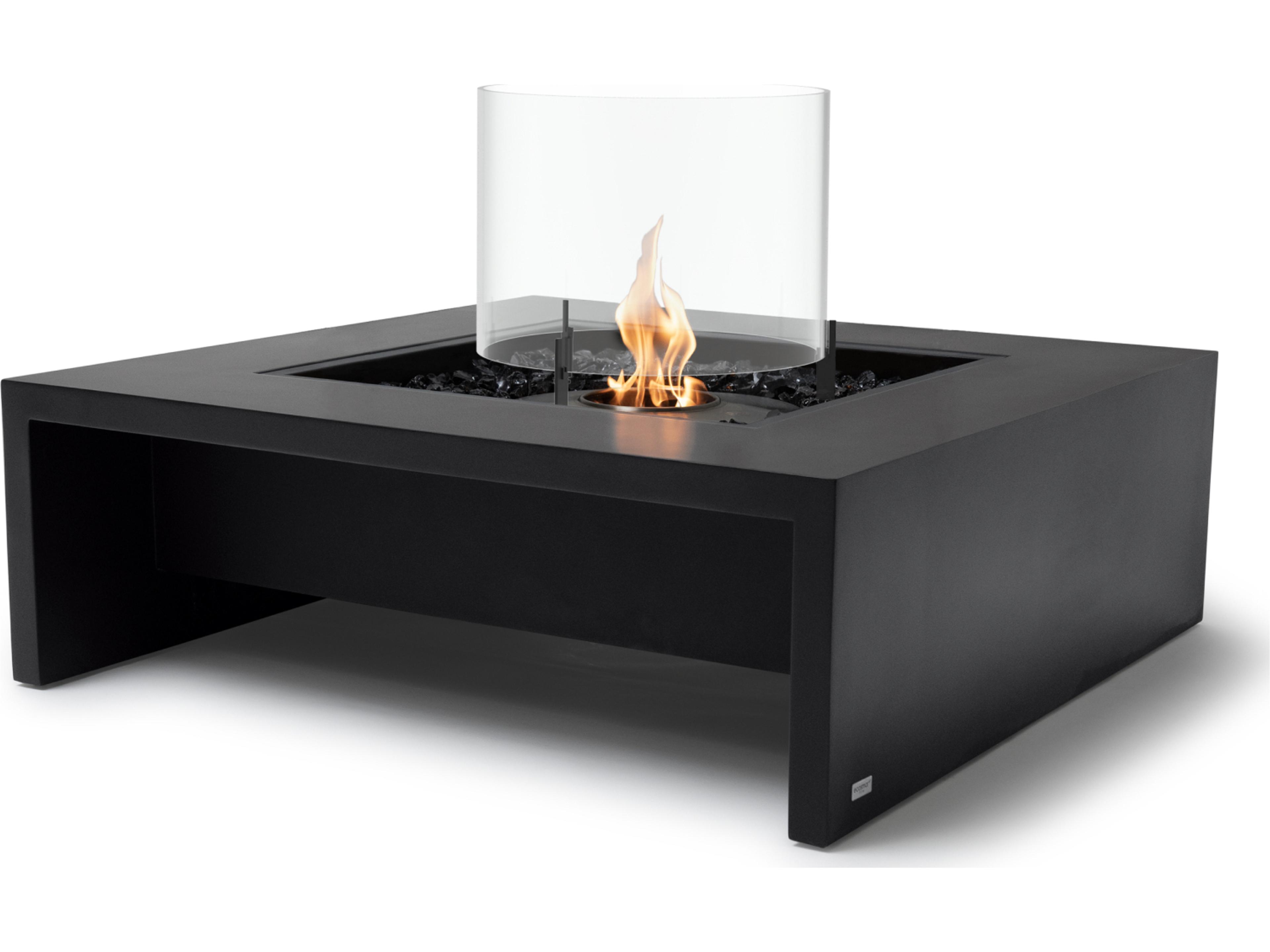 EcoSmart Fire Mojito Square Outdoor Patio Fire Pit Table with Gas LP/NG Stainless Steel