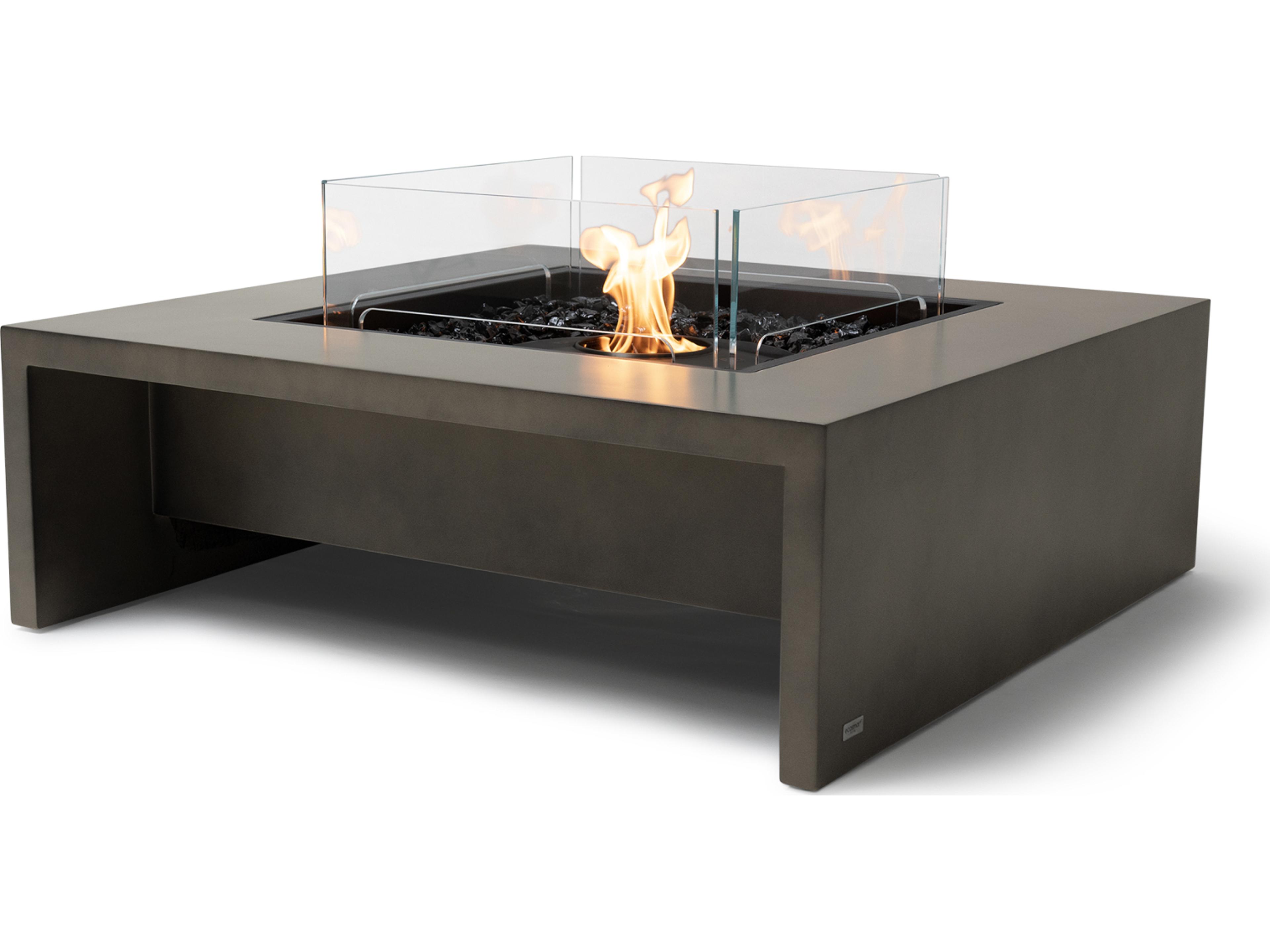 EcoSmart Fire Mojito Square Outdoor Fire Pit Table with Ethanol Burner Black