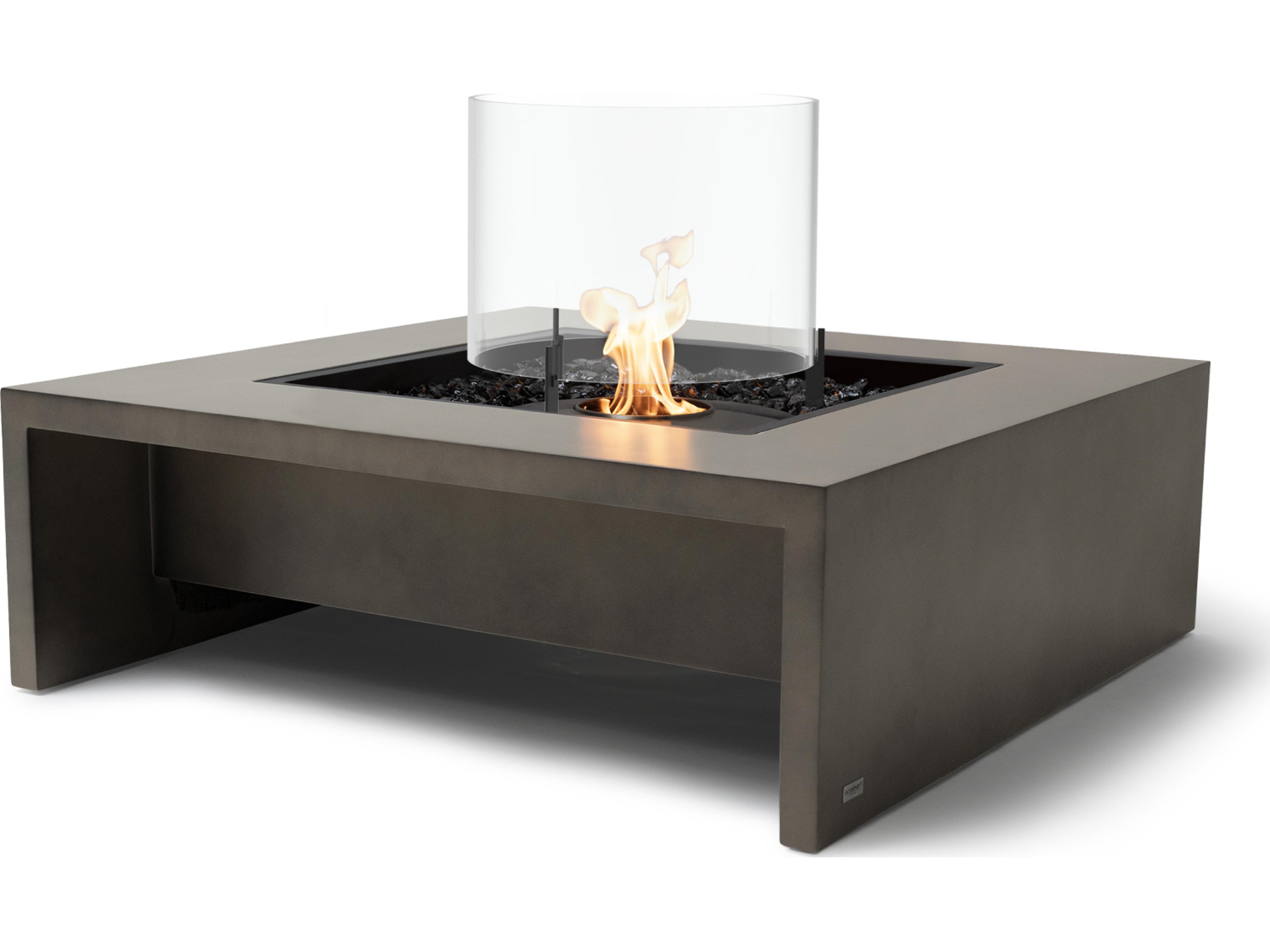 EcoSmart Fire Mojito Square Outdoor Fire Pit Table with Ethanol Burner Black