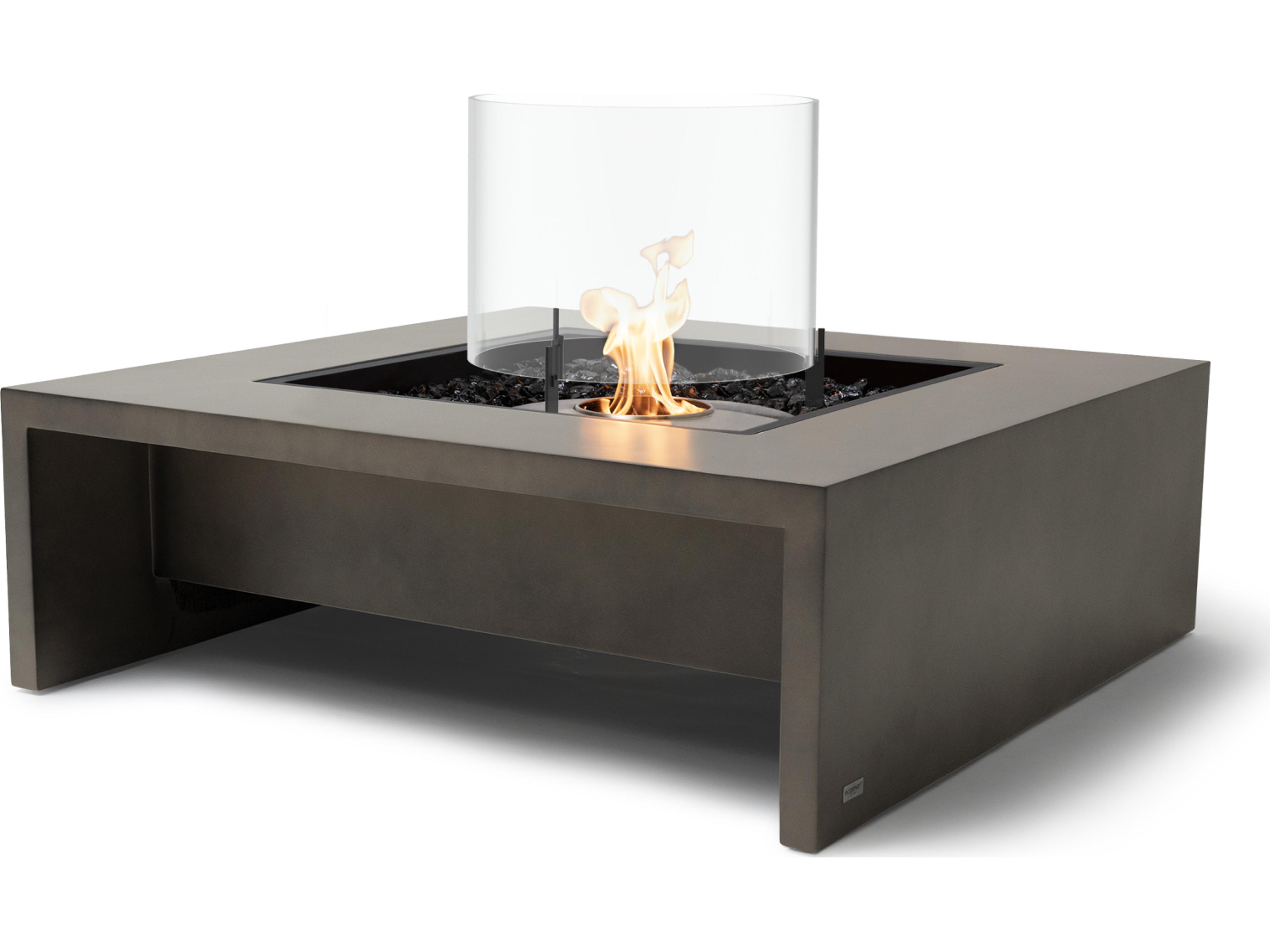 EcoSmart Fire Mojito Square Outdoor Patio Fire Pit Table with Gas LP/NG Stainless Steel