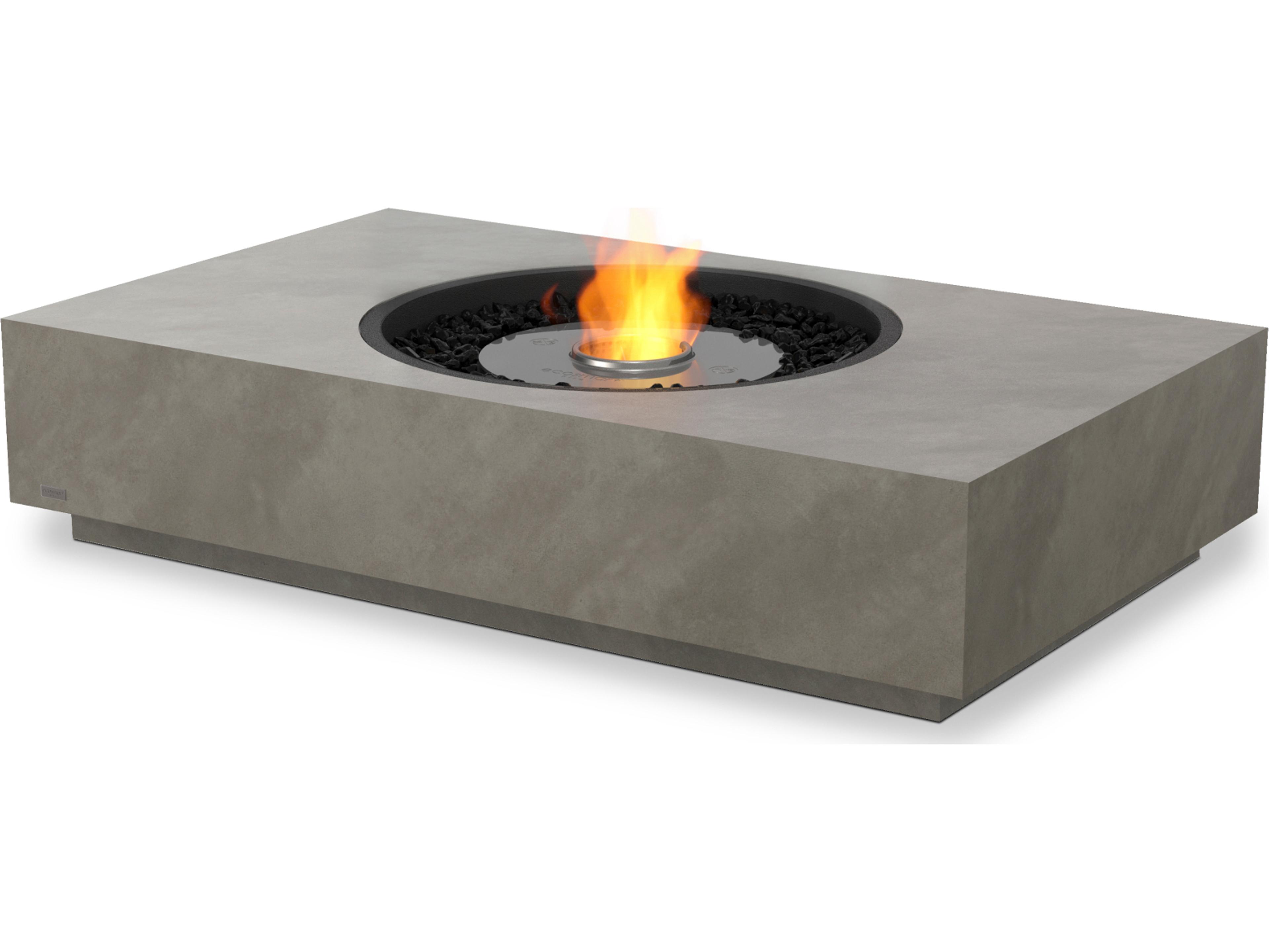 EcoSmart Fire Martini Rectangular Outdoor Patio Fire Pit Table with AB8 Ethanol Burner Black