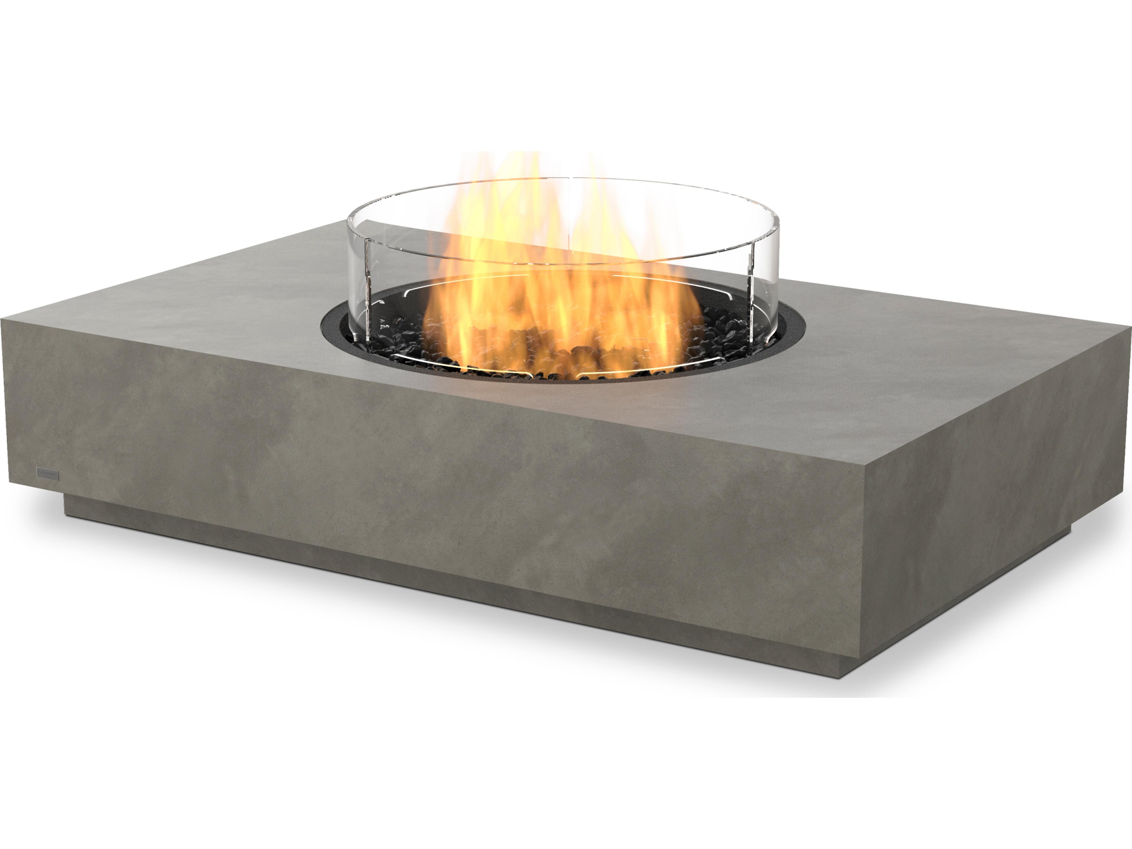 EcoSmart Fire Martini Rectangular Outdoor Patio Fire Pit Table with AB8 Ethanol Burner Black