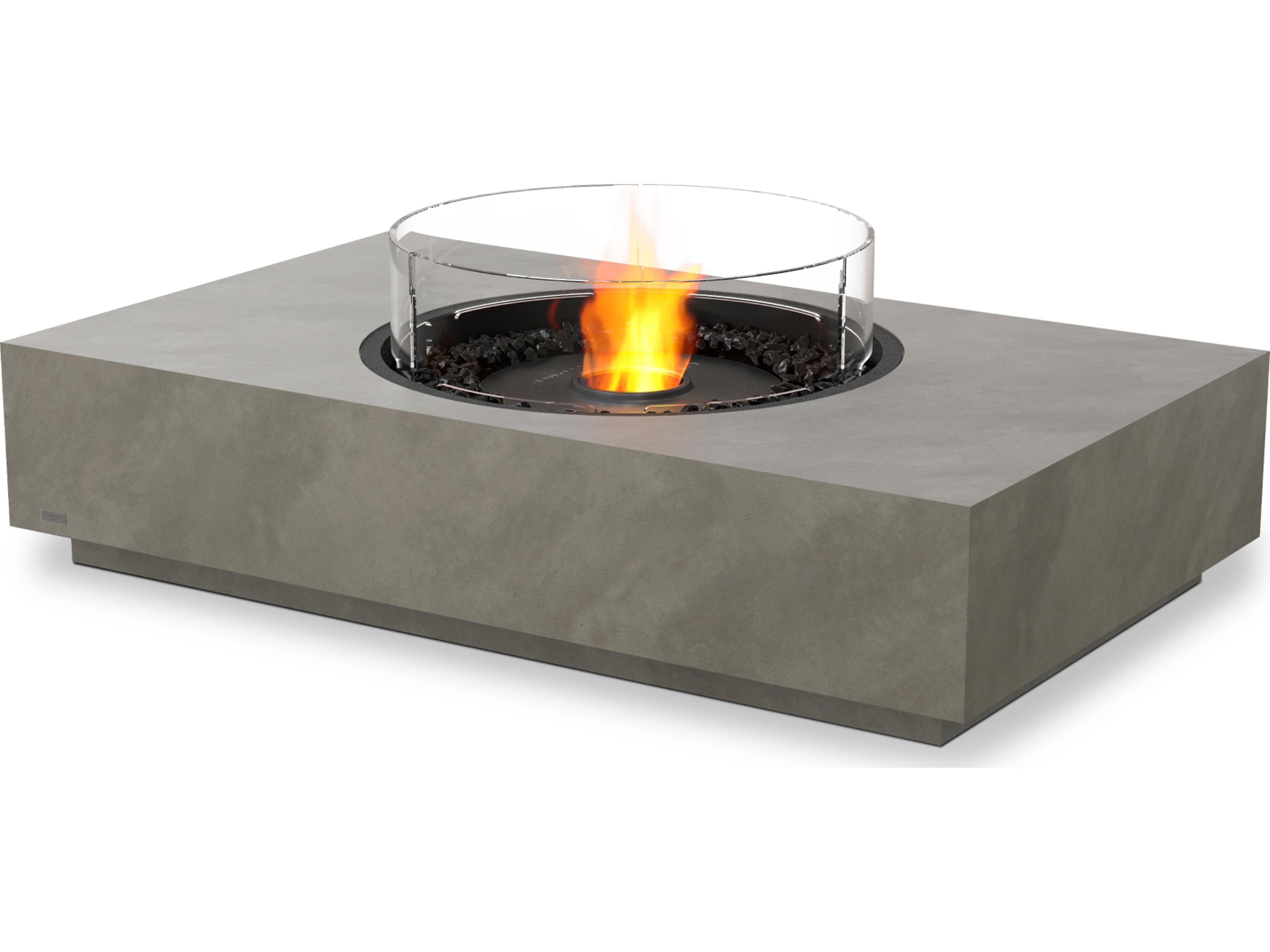 EcoSmart Fire Martini Rectangular Outdoor Patio Fire Pit Table with AB8 Ethanol Burner Black