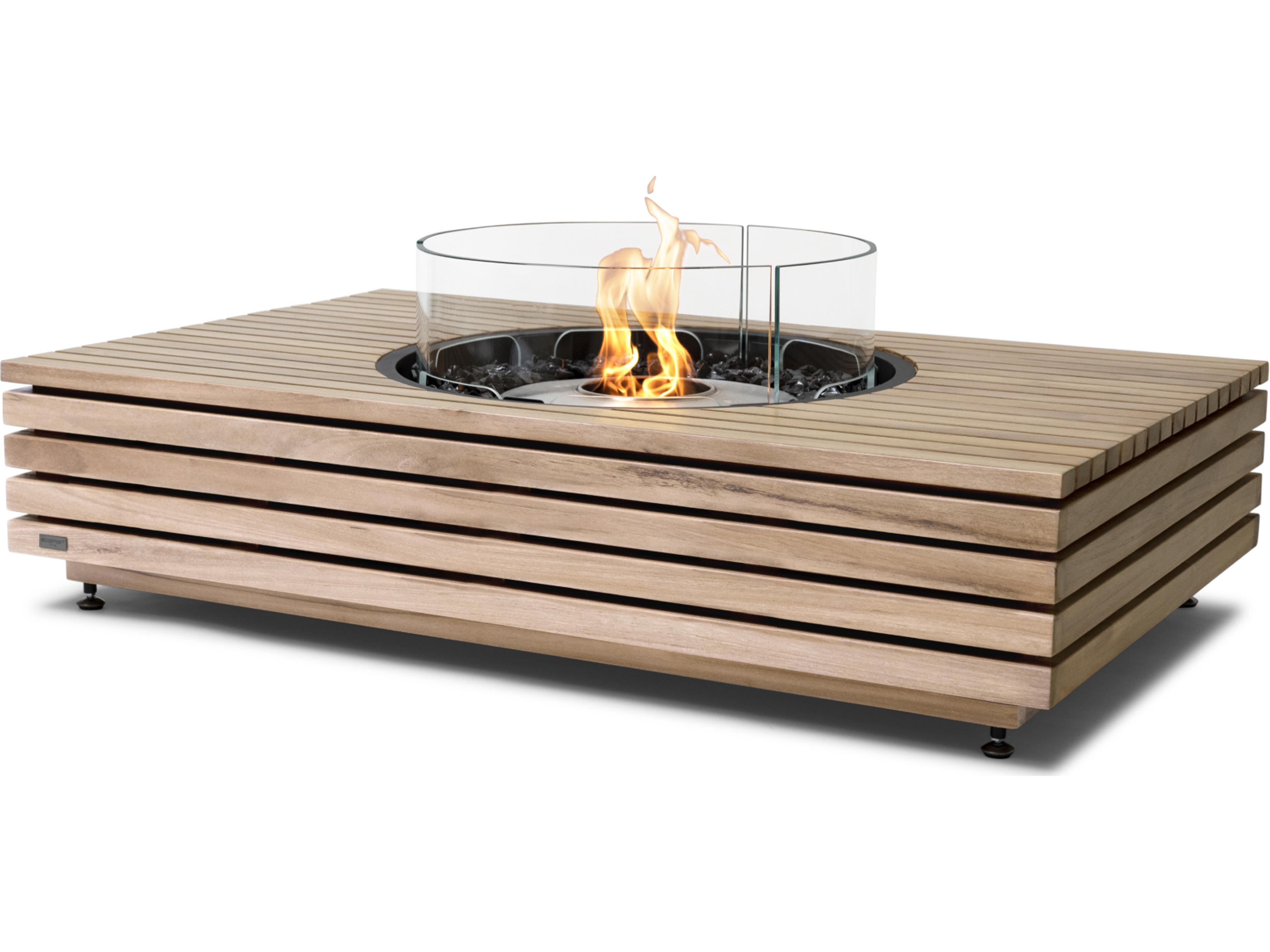 EcoSmart Fire Martini Rectangular Patio Fire Pit Table with AB8 Ethanol Burner Stainless Steel