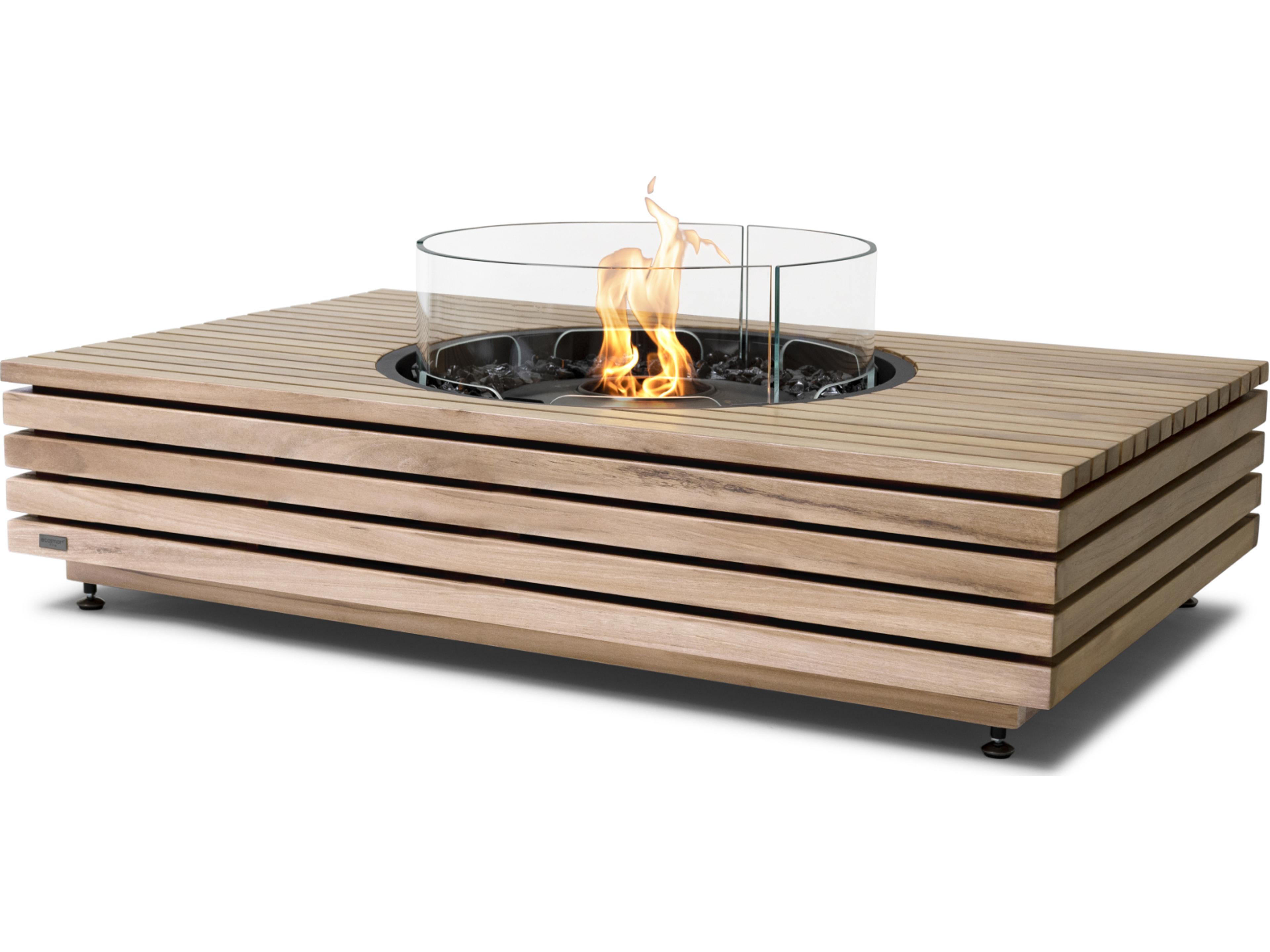 EcoSmart Fire Martini Rectangular Outdoor Patio Fire Pit Table with G16T Gas LP/NG Stainless Steel