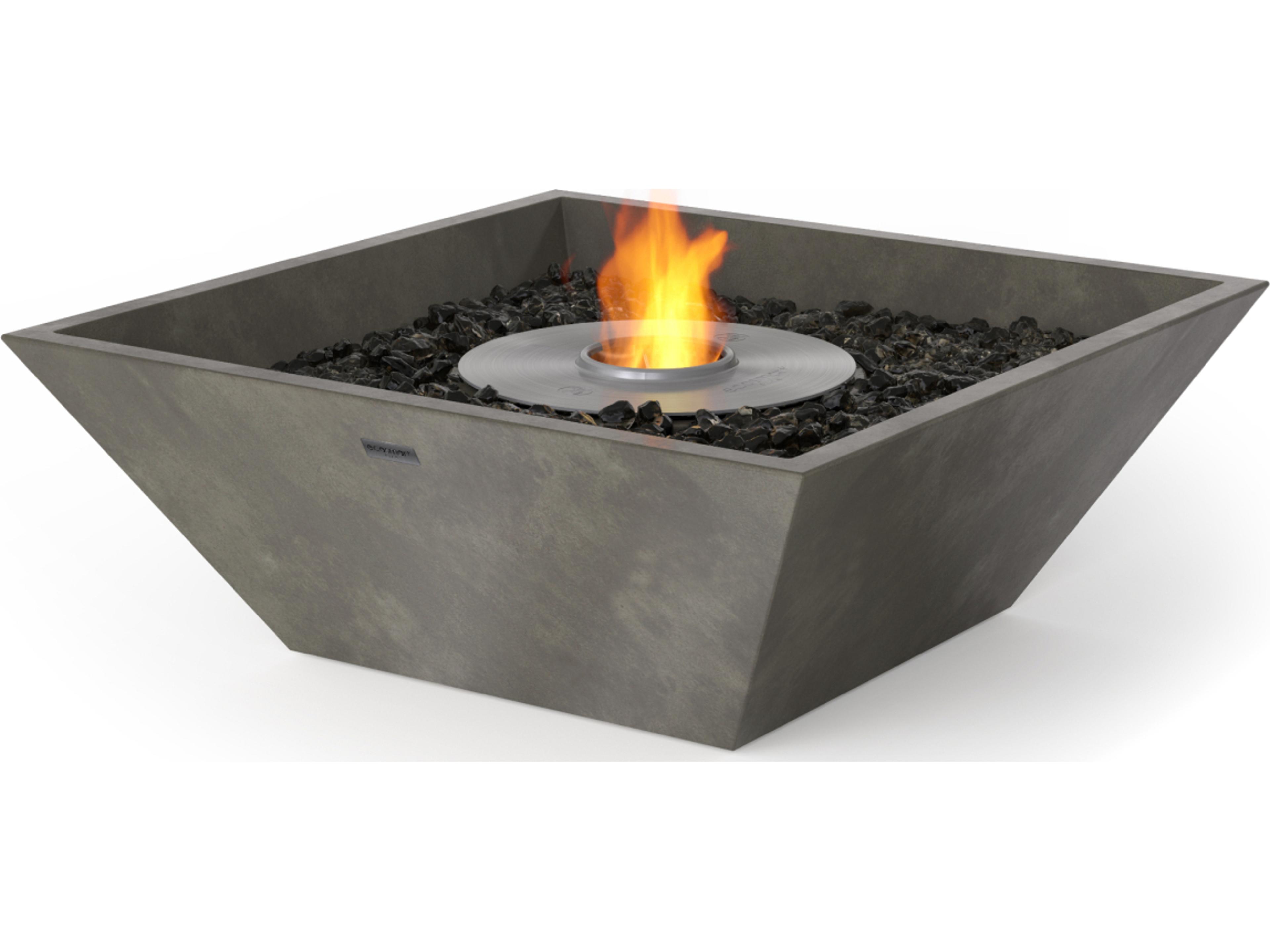 EcoSmart Fire Nova Square Fire Pit Bowl with Ethanol Burner Stainless Steel