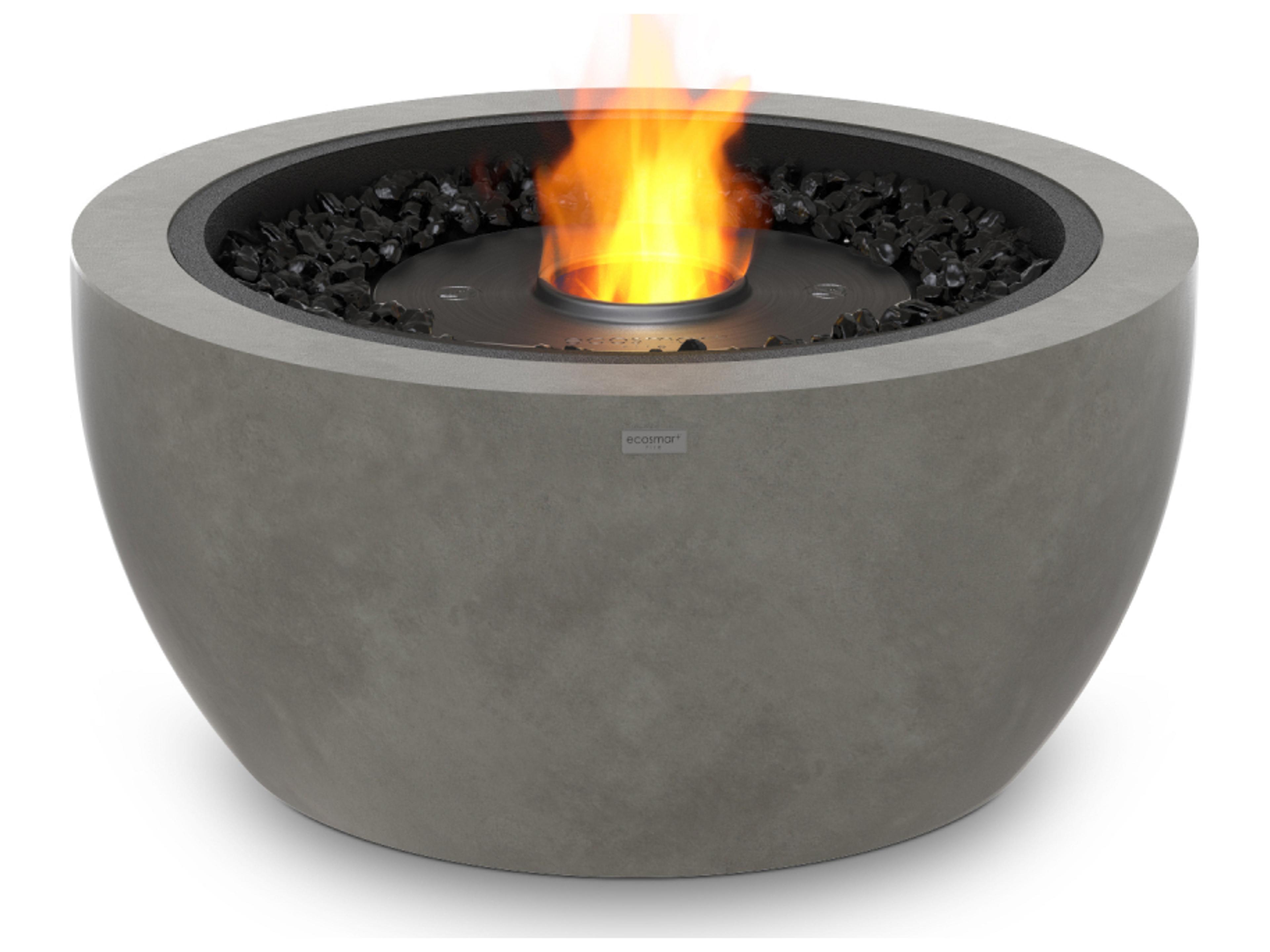 EcoSmart Fire Pod Round Fire Pit Bowl with Ethanol Burner Stainless Steel