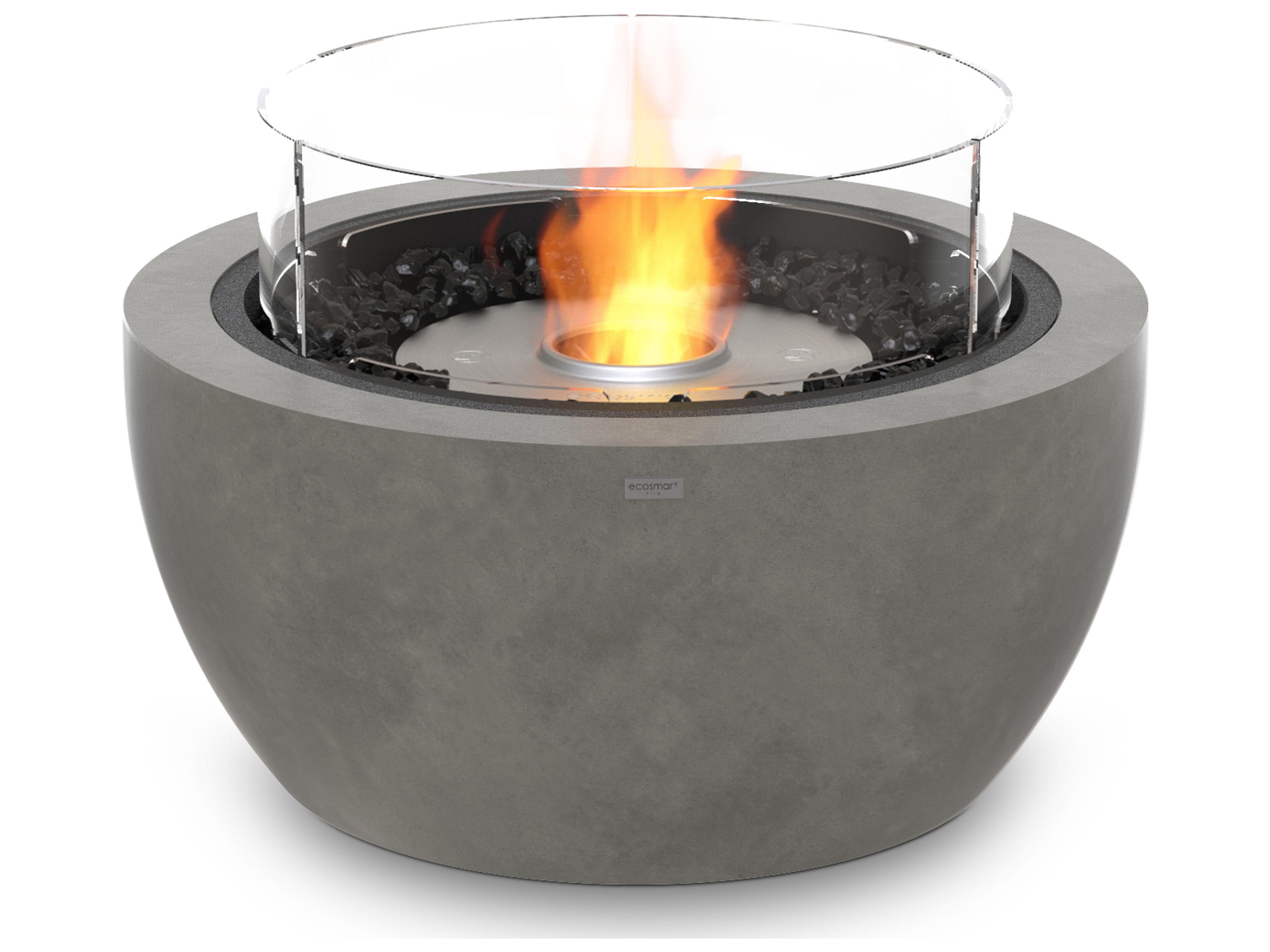 EcoSmart Fire Pod Round Fire Pit Bowl with Ethanol Burner Stainless Steel