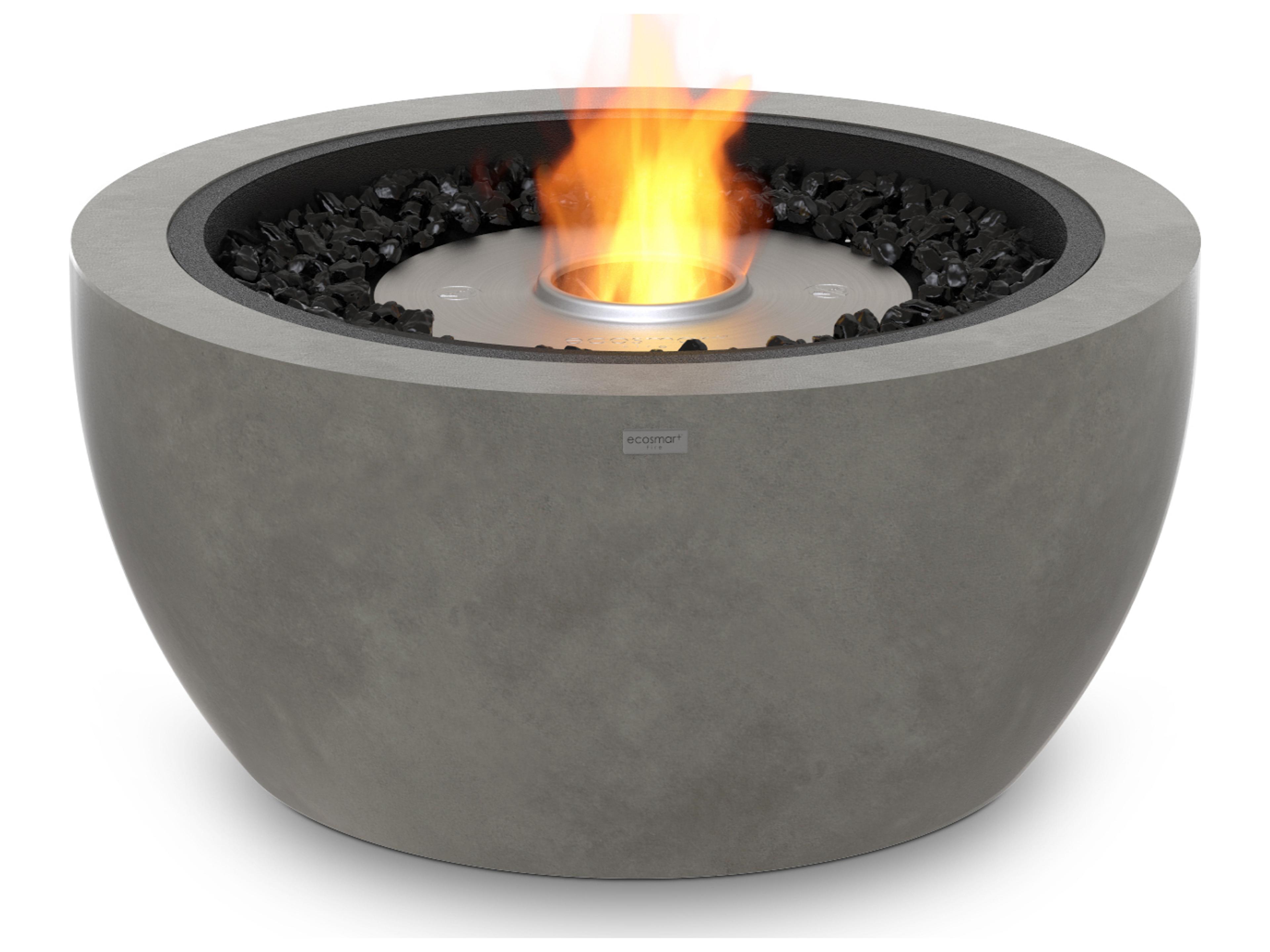EcoSmart Fire Pod Round Fire Pit Bowl with Gas LP/NG Stainless Steel