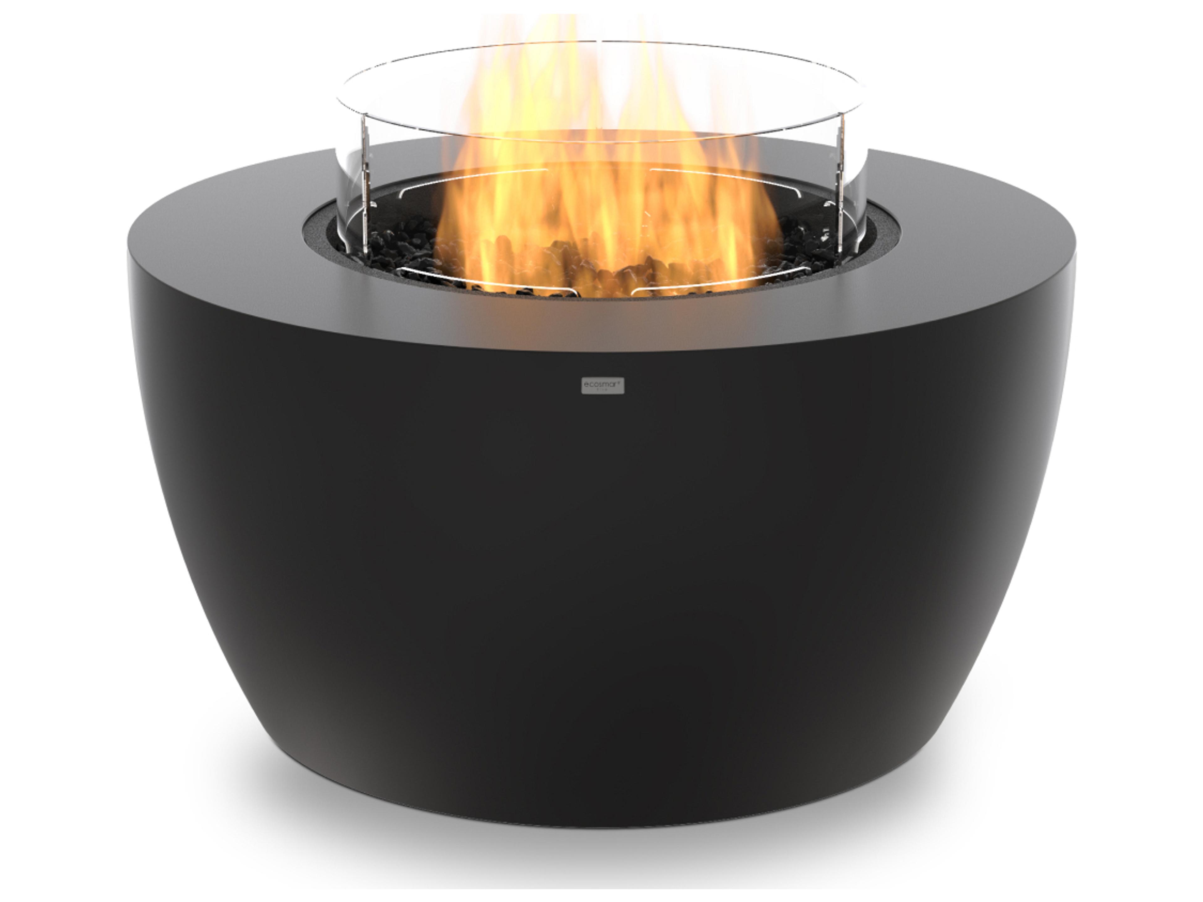 EcoSmart Fire Pod Round Fire Pit Bowl with Ethanol Burner Black