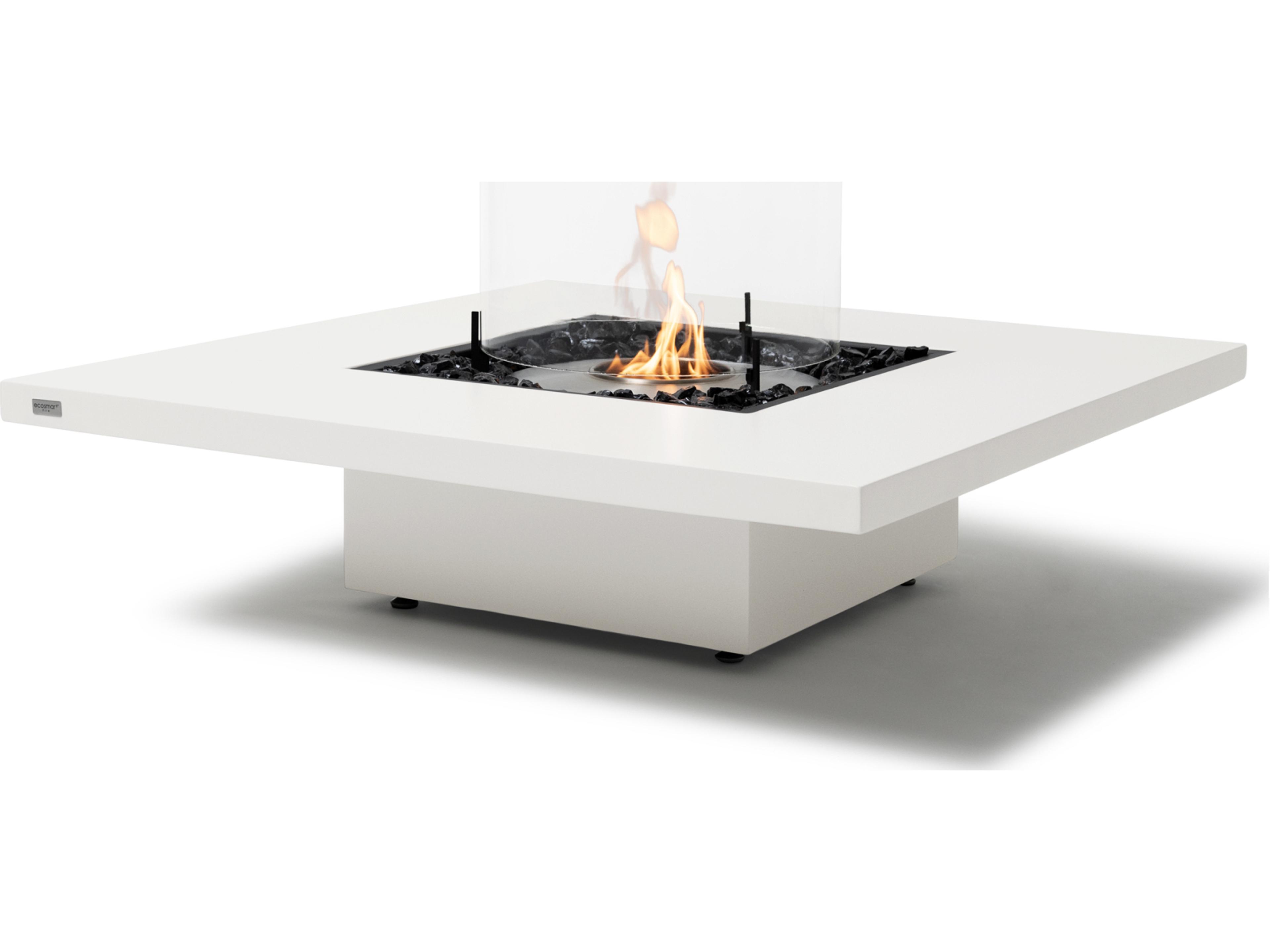 EcoSmart Fire Vertigo Square Outdoor Patio Fire Pit Table with Ethanol Burner Stainless Steel