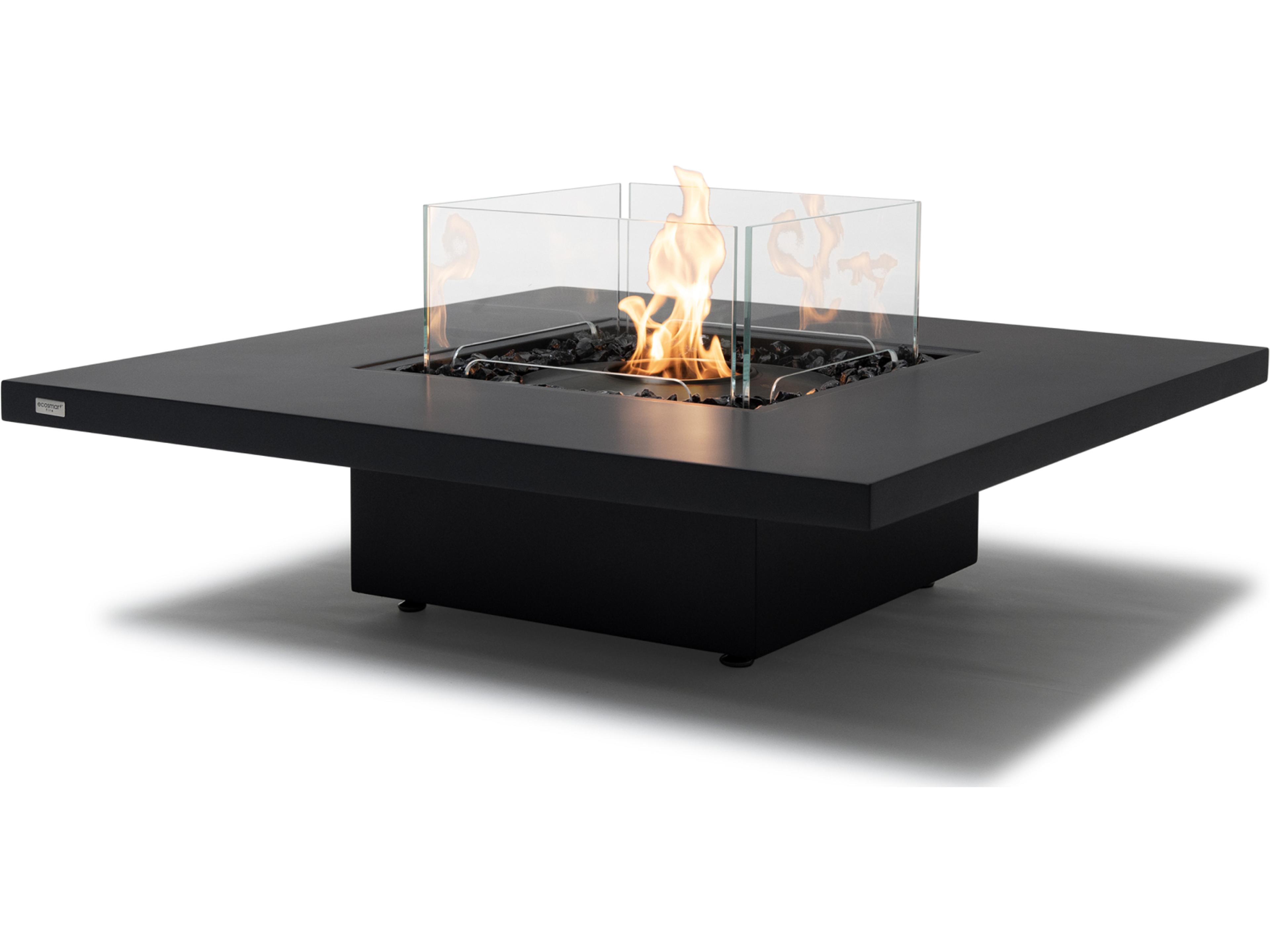 EcoSmart Fire Vertigo Square Outdoor Patio Fire Pit Table with Ethanol Burner Stainless Steel