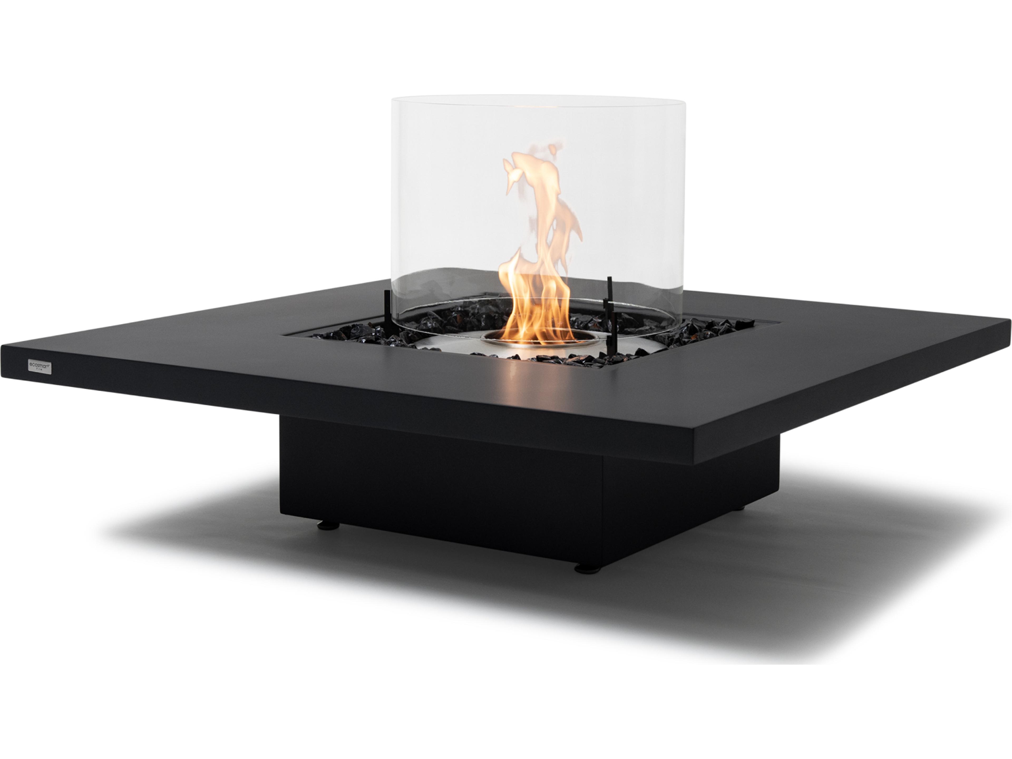EcoSmart Fire Vertigo Square Outdoor Patio Fire Pit Table with Ethanol Burner Stainless Steel