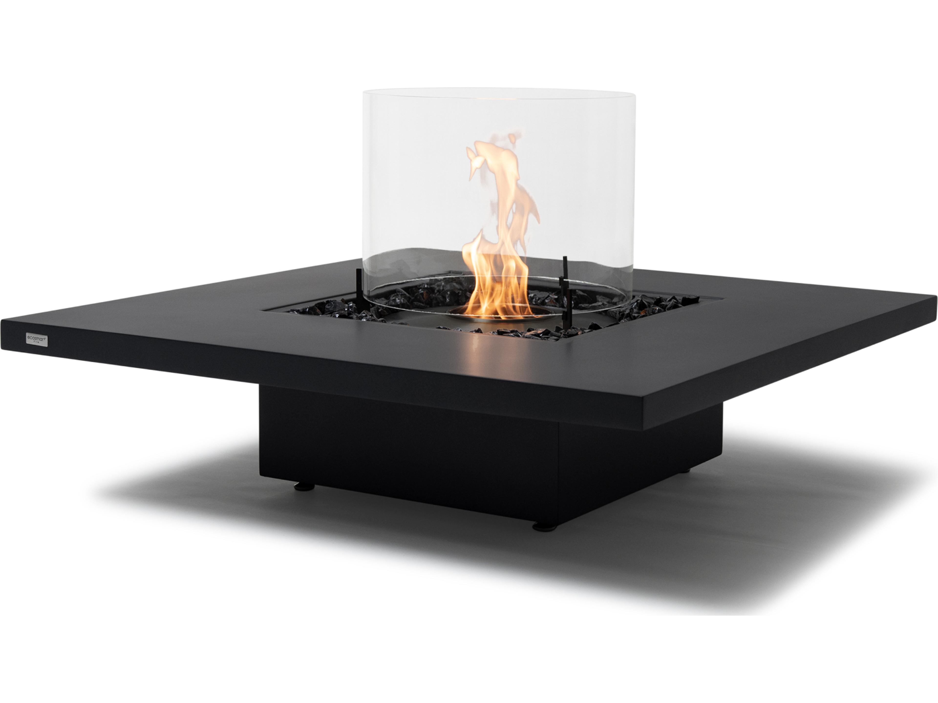 EcoSmart Fire Vertigo Square Outdoor Patio Fire Pit Table with Ethanol Burner Stainless Steel