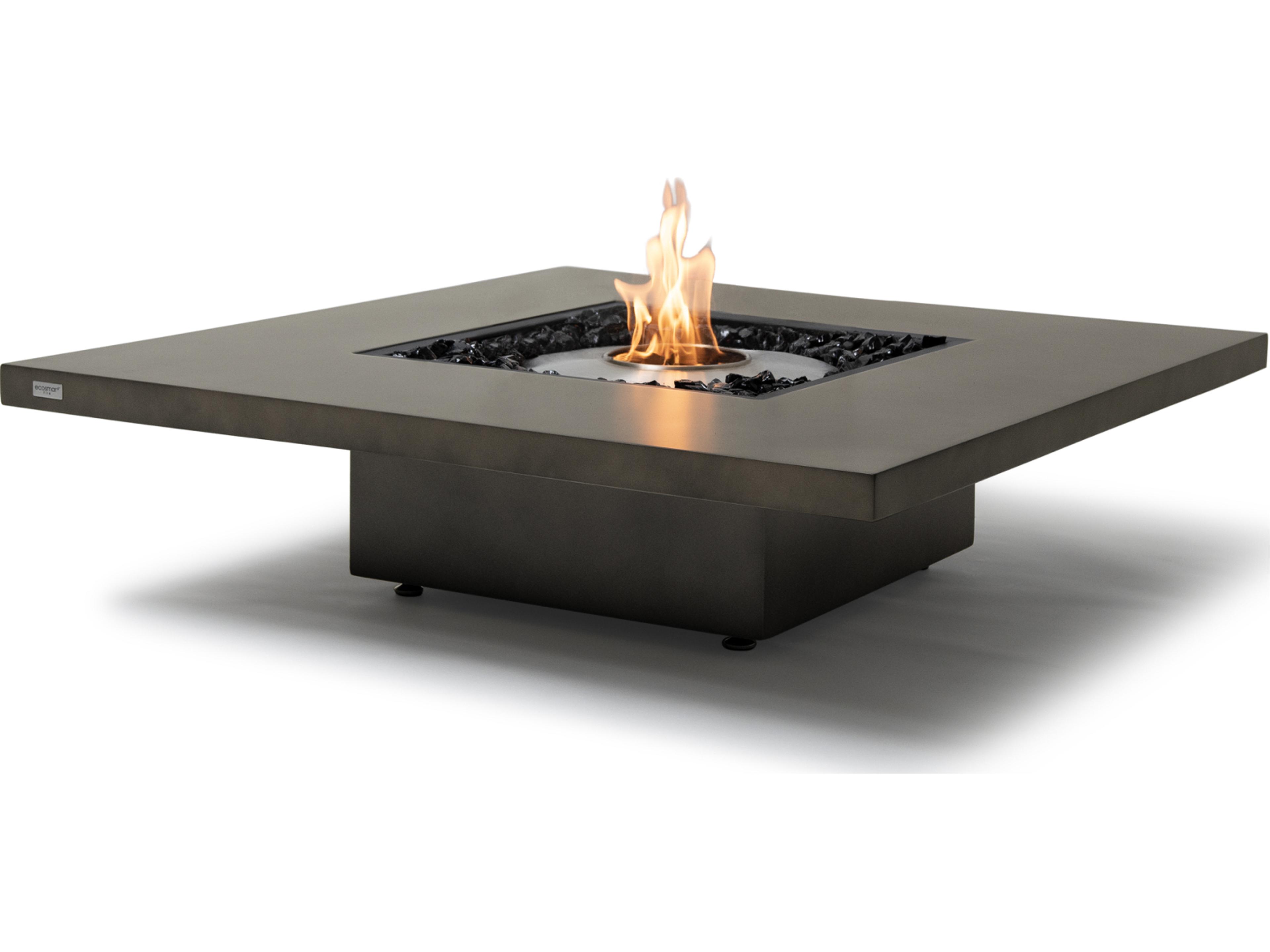 EcoSmart Fire Vertigo Square Outdoor Patio Fire Pit Table with Ethanol Burner Stainless Steel