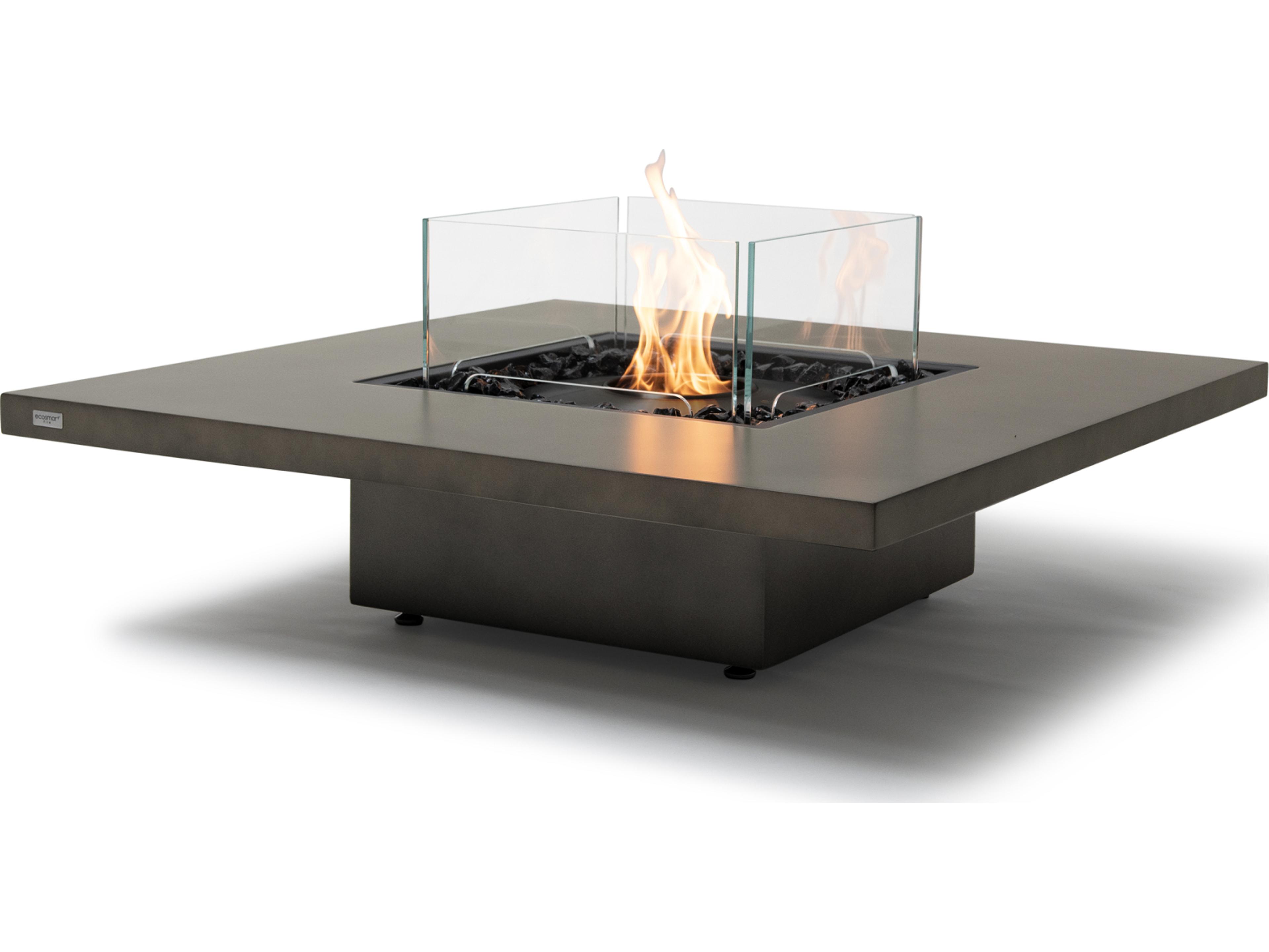 EcoSmart Fire Vertigo Square Outdoor Fire Pit Table with Gas LP/NG Stainless Steel