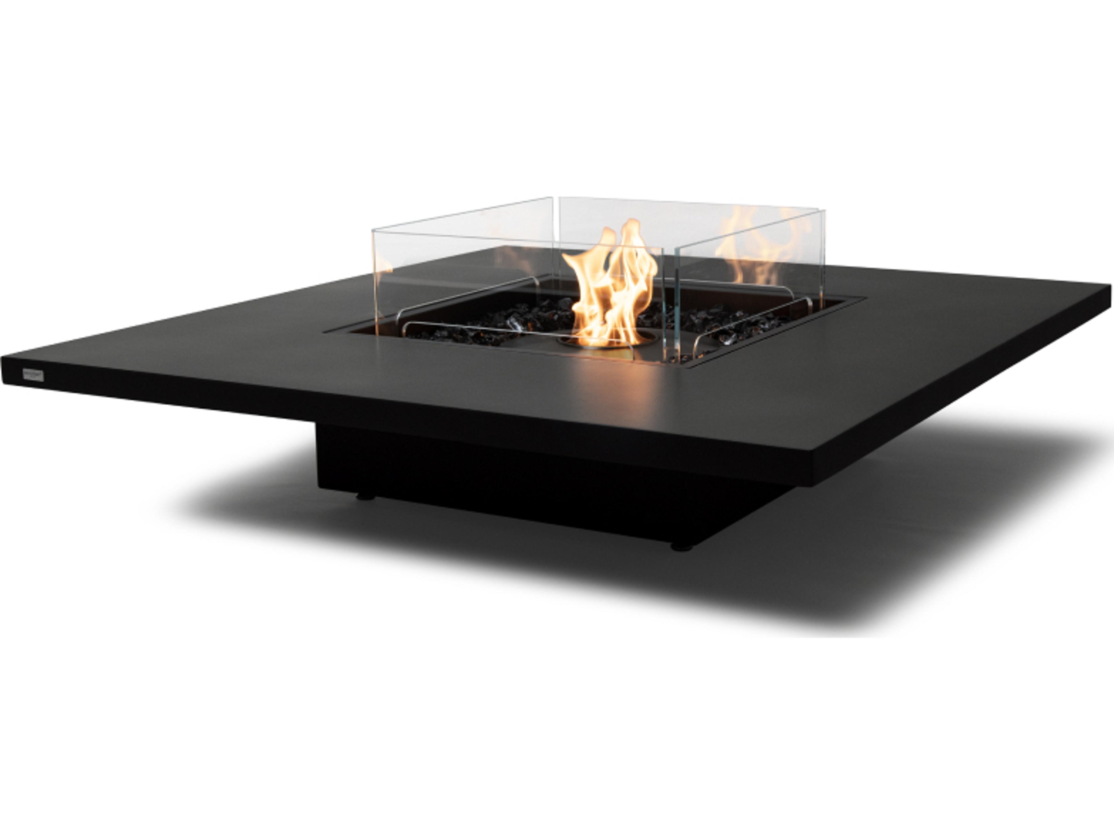 EcoSmart Fire Vertigo Square Patio Fire Pit Table with Ethanol Burner Black