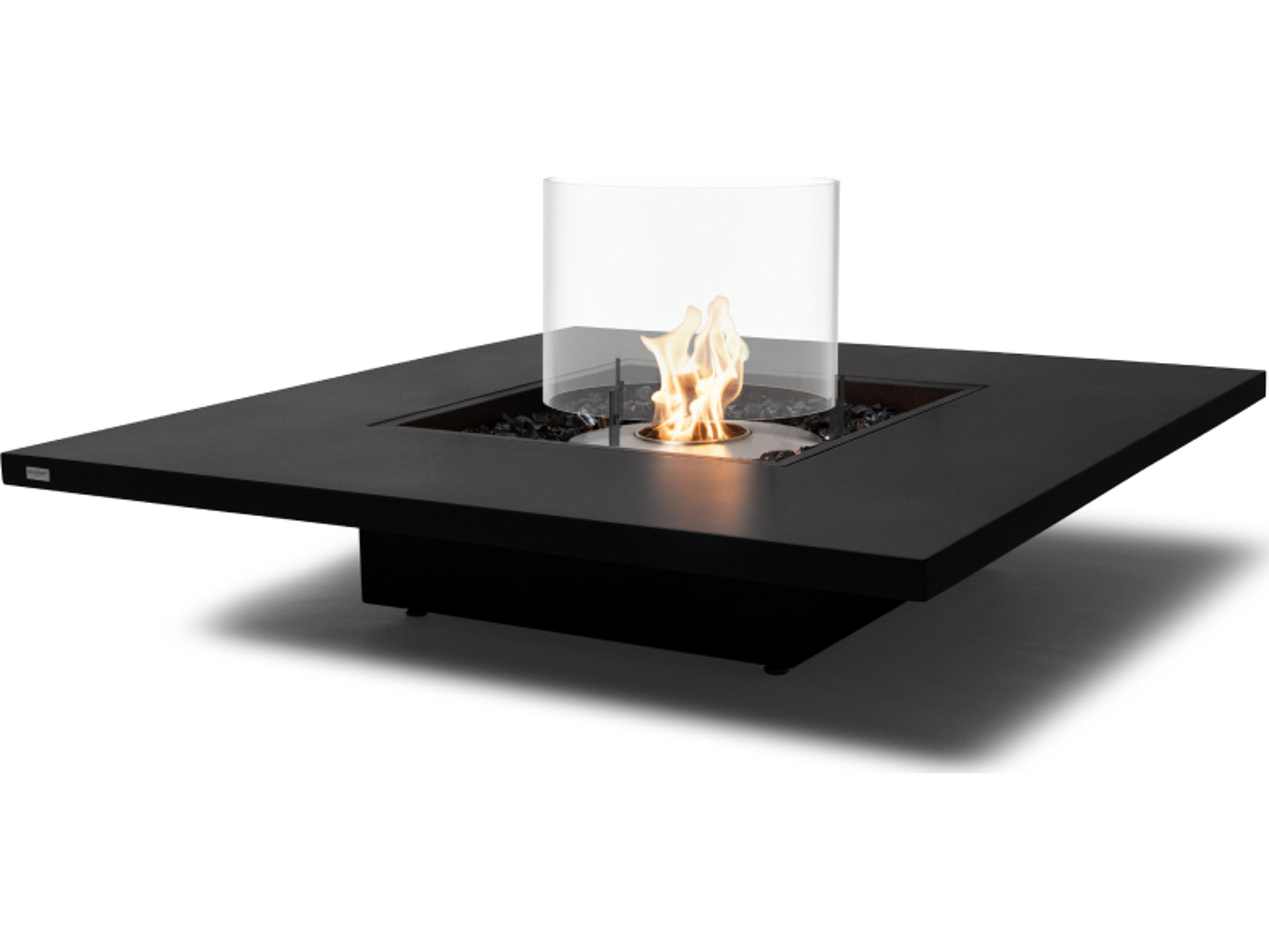 EcoSmart Fire Vertigo Square Patio Fire Pit Table with Ethanol Burner Black