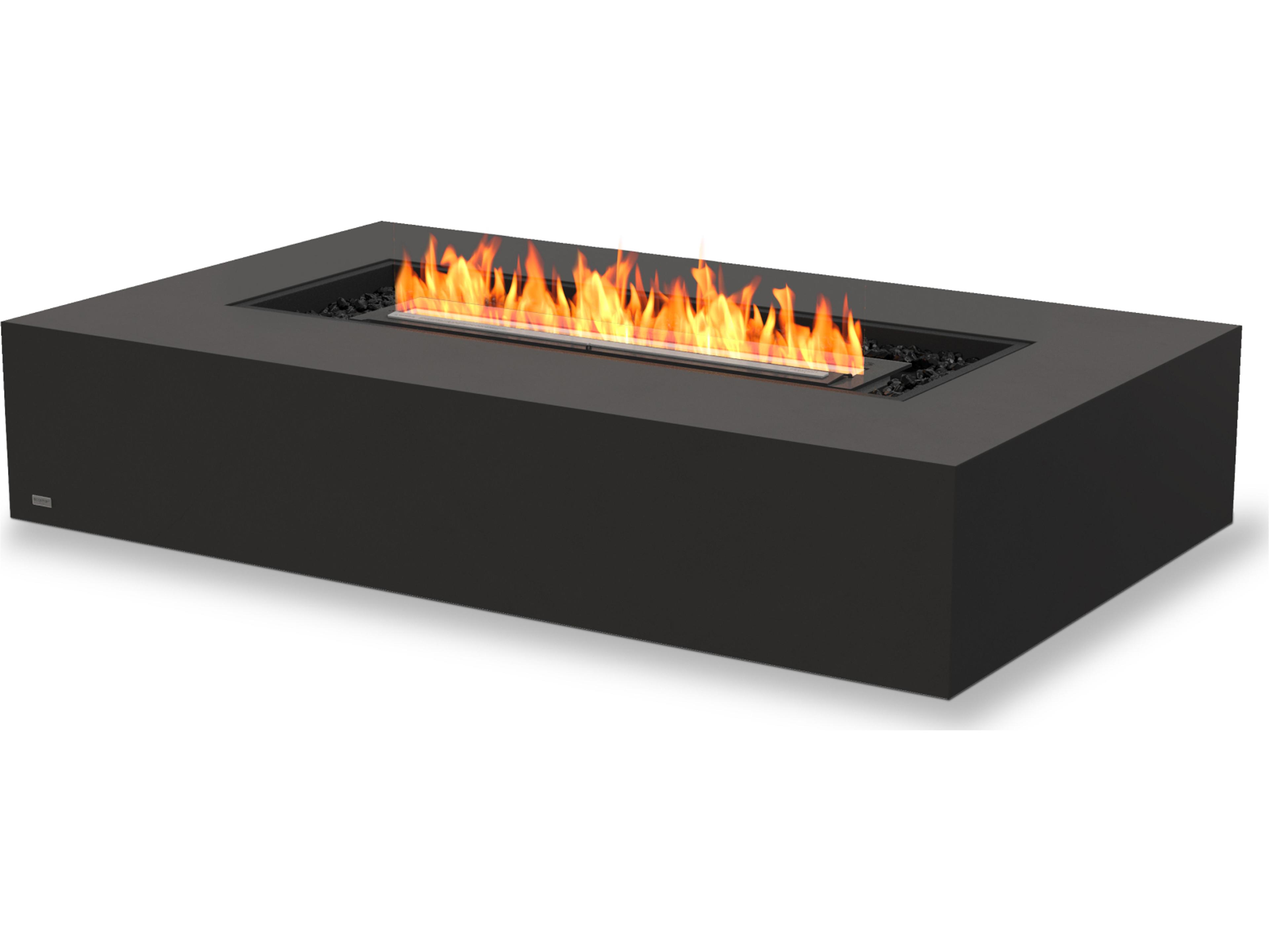 EcoSmart Fire Wharf Rectangular Patio Fire Pit Table with Ethanol Black