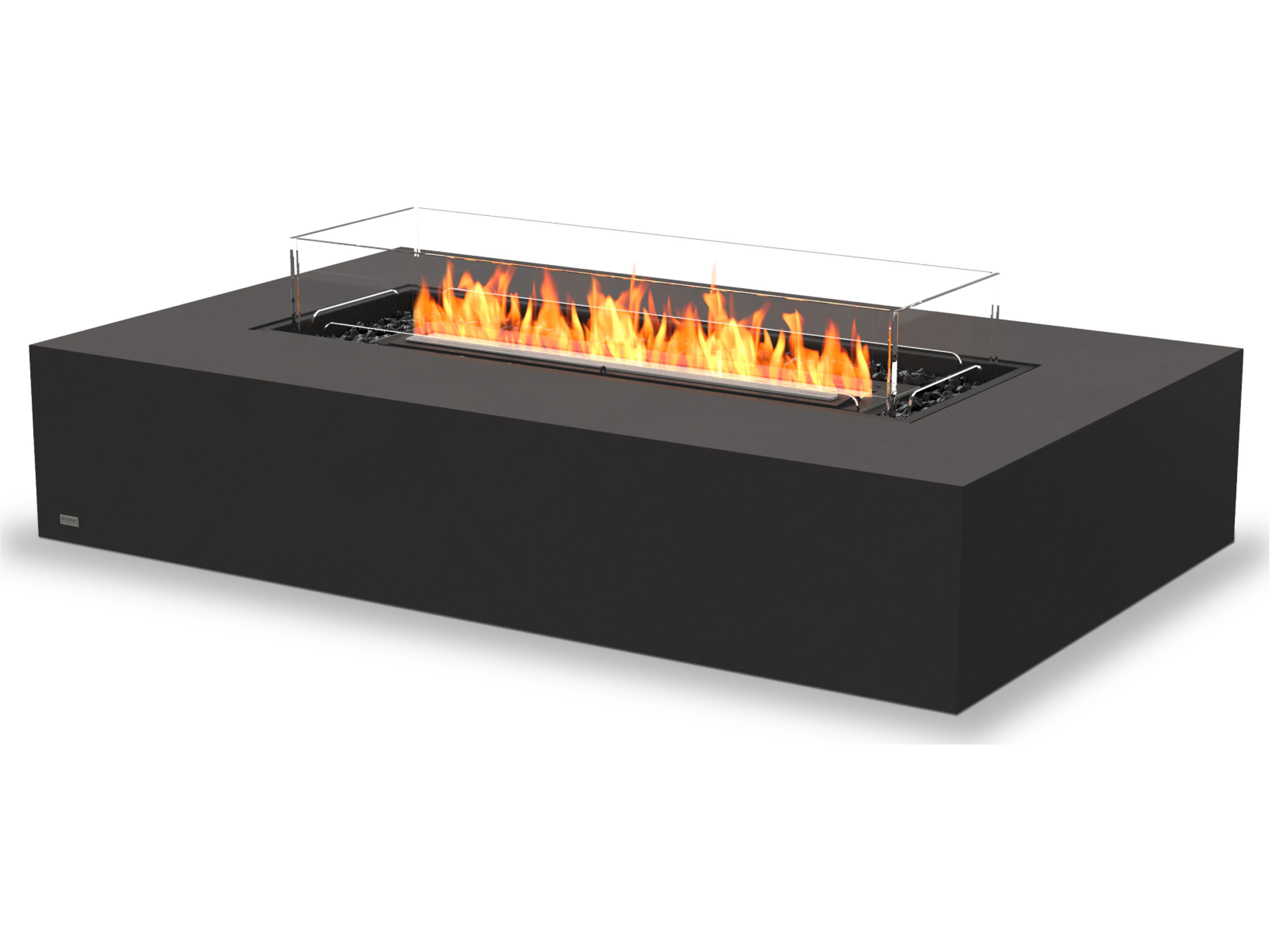 EcoSmart Fire Wharf Rectangular Patio Fire Pit Table with Ethanol Black