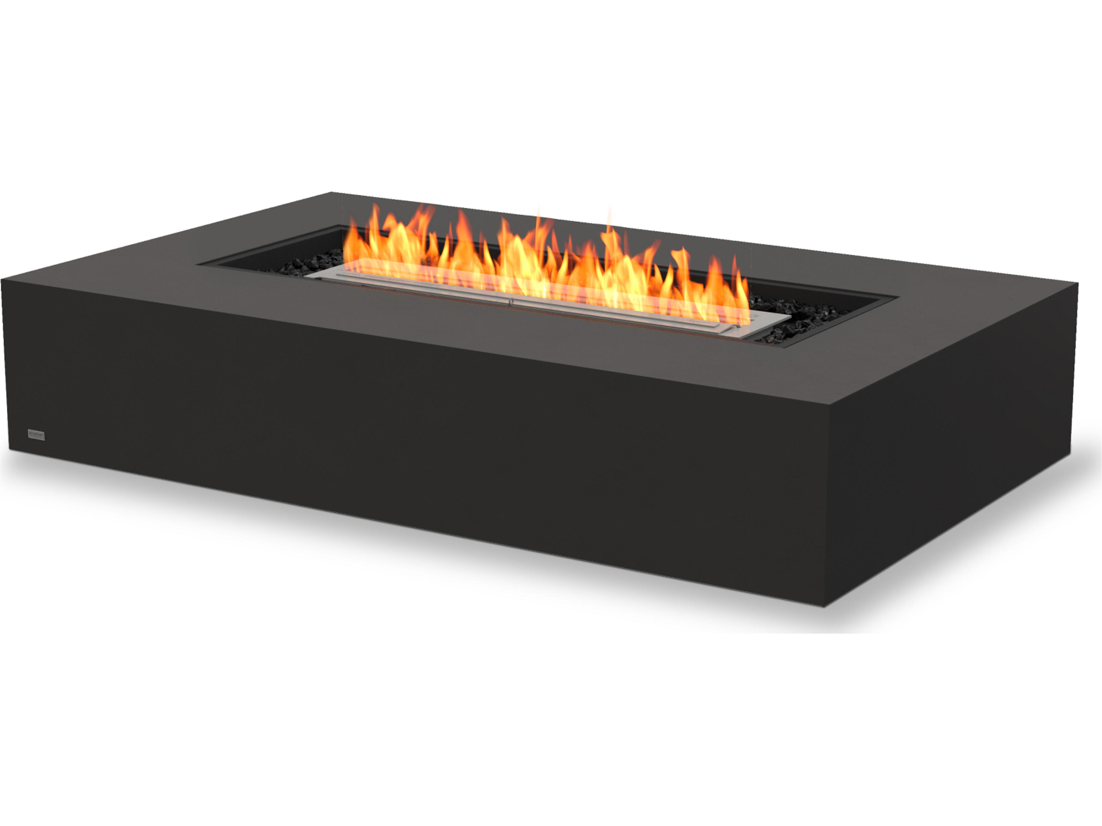 EcoSmart Fire Wharf Rectangular Patio Fire Pit Table with Ethanol Black