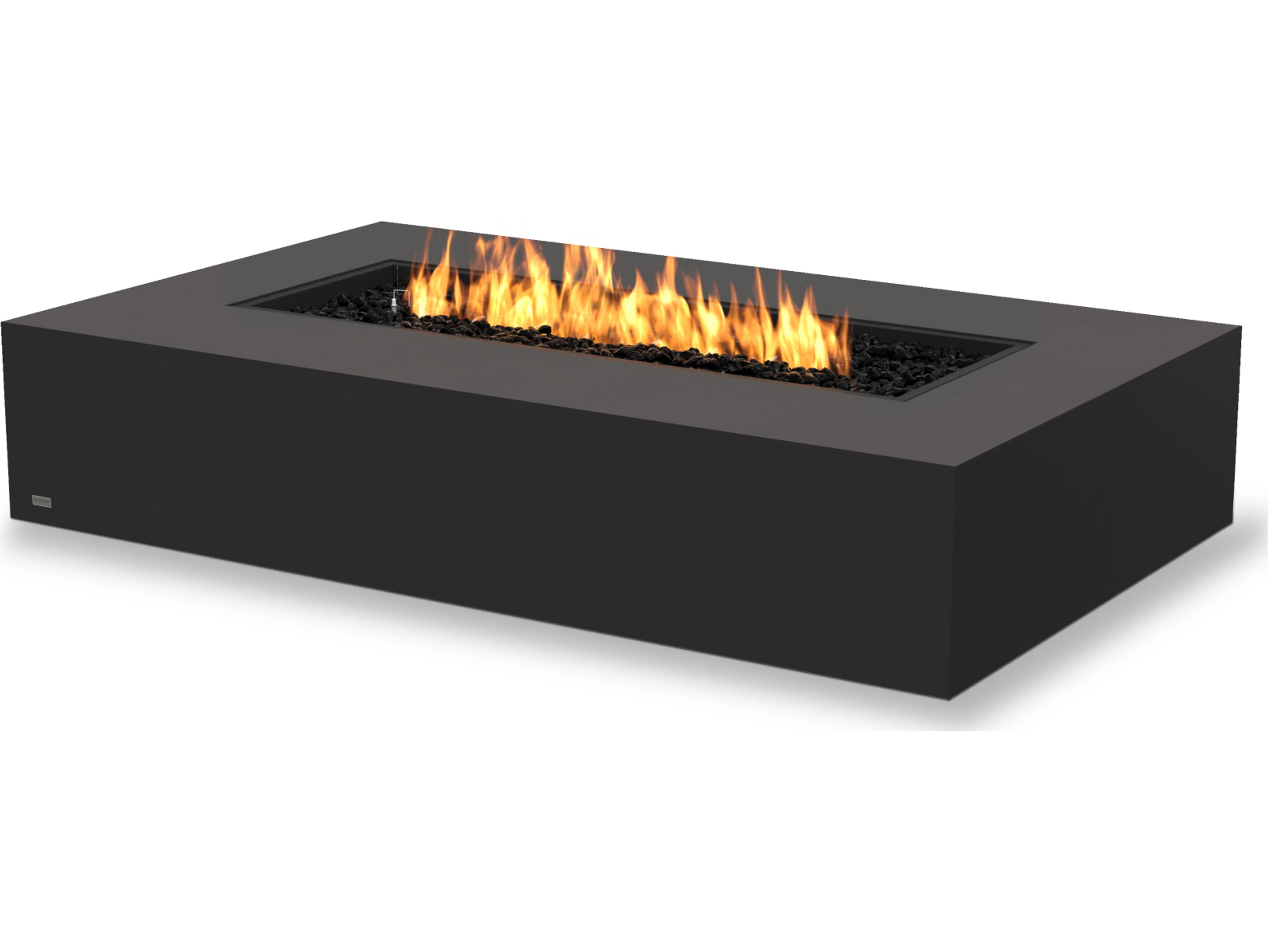 EcoSmart Fire Wharf Rectangular Patio Fire Pit Table with Ethanol Black