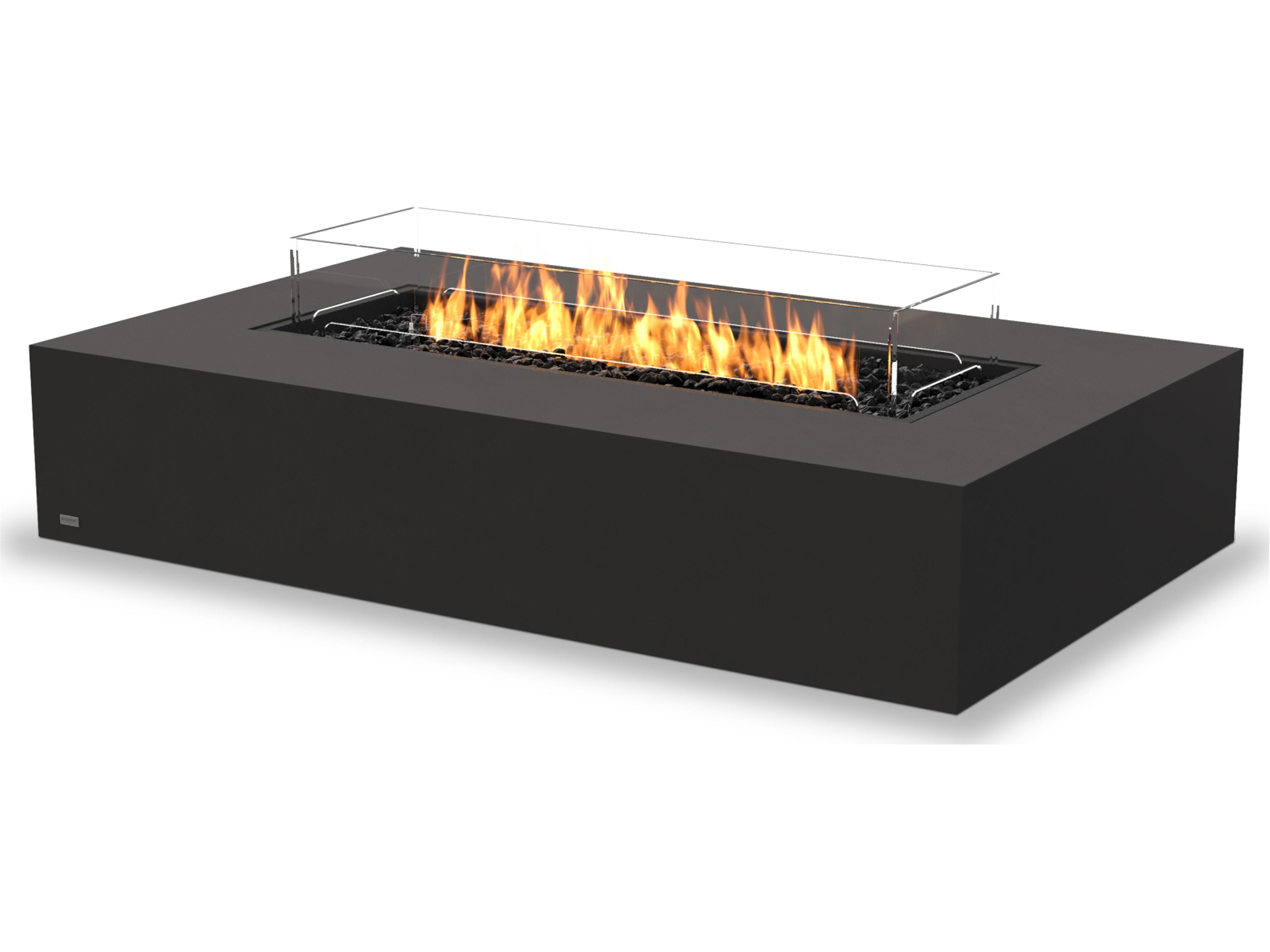 EcoSmart Fire Wharf Rectangular Patio Fire Pit Table with Ethanol Black