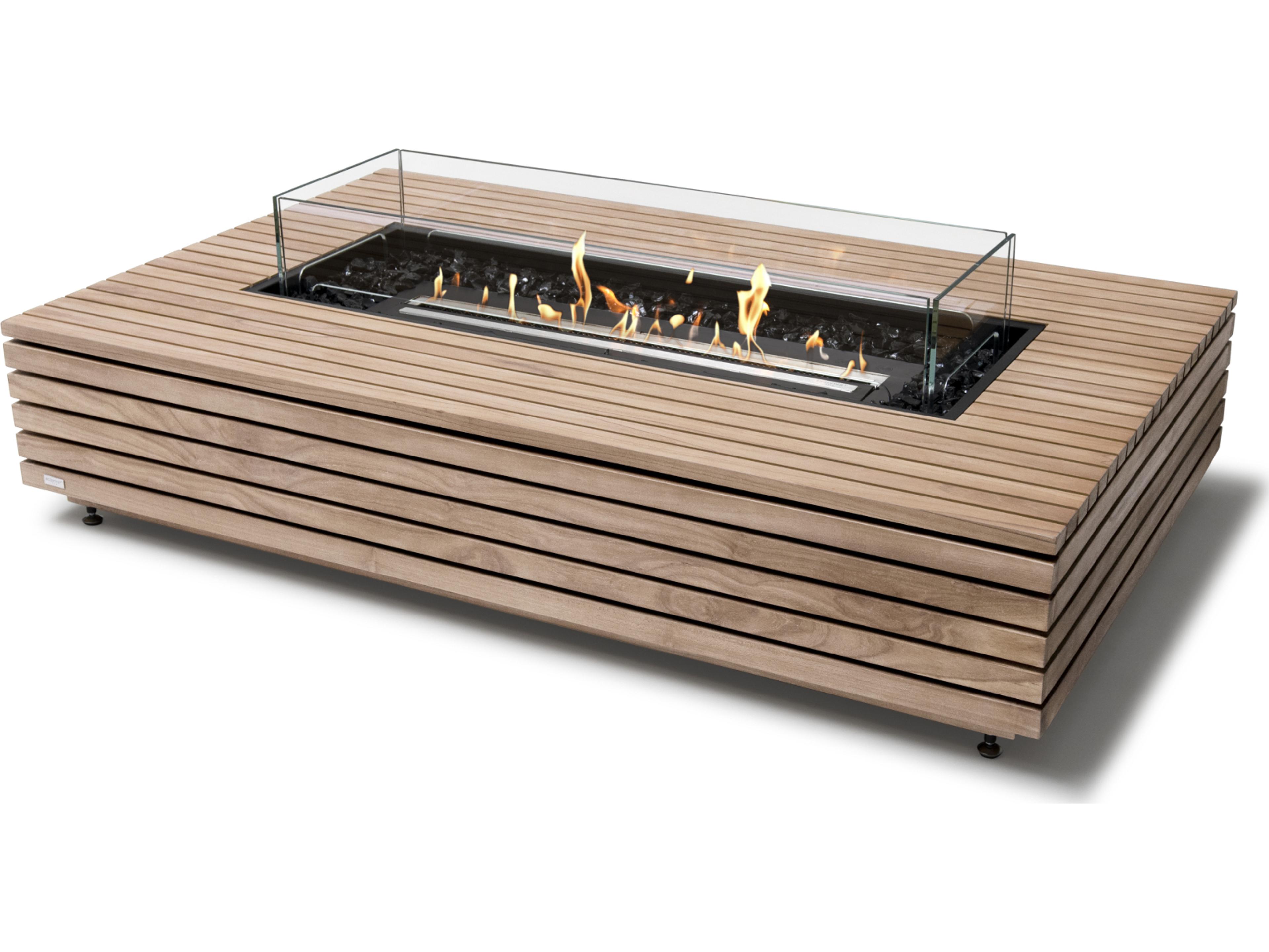 EcoSmart Fire Wharf Rectangular Outdoor Patio Fire Pit Table with Ethanol Stainless Steel