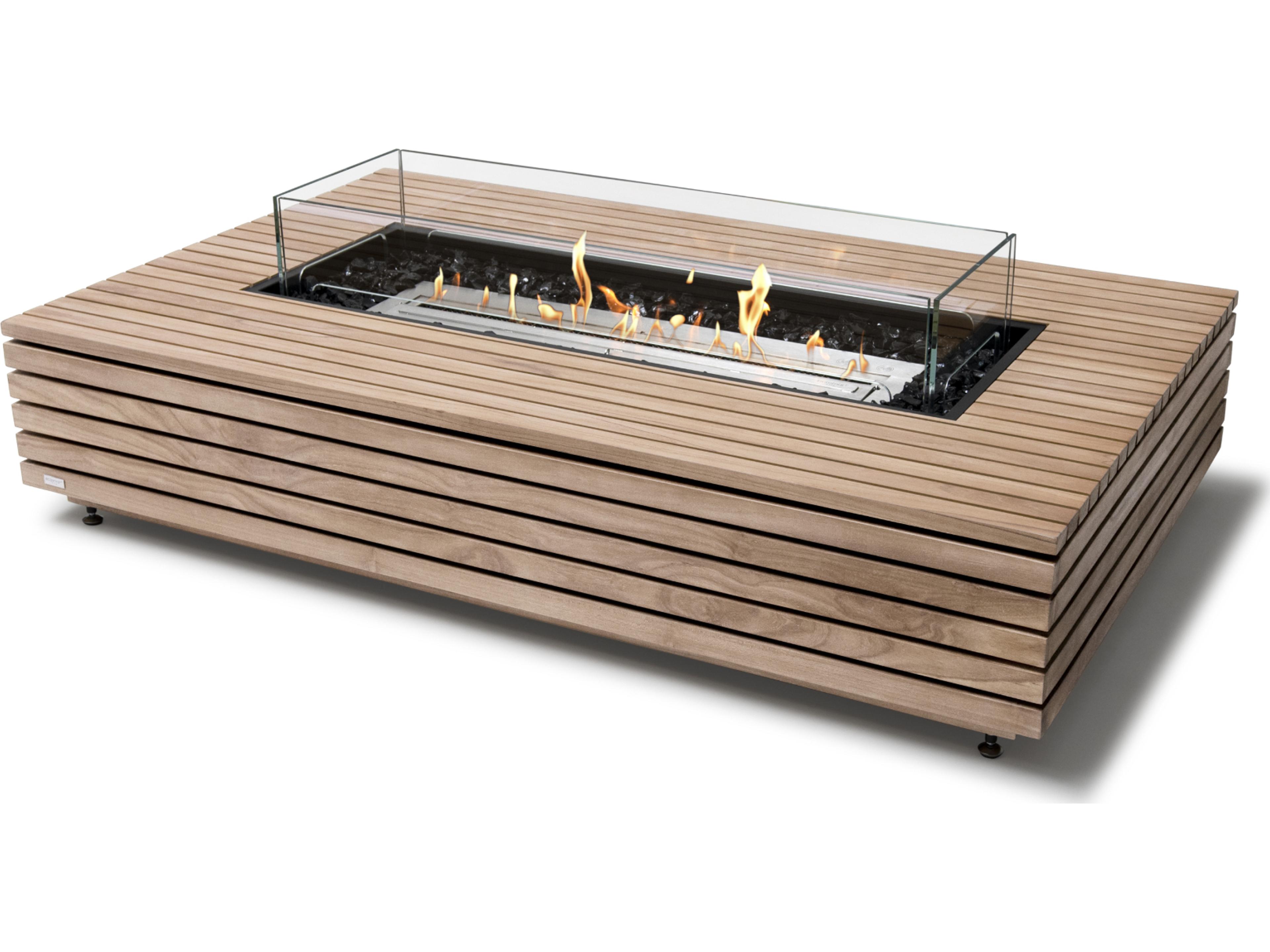 EcoSmart Fire Wharf Rectangular Outdoor Patio Fire Pit Table with Ethanol Stainless Steel