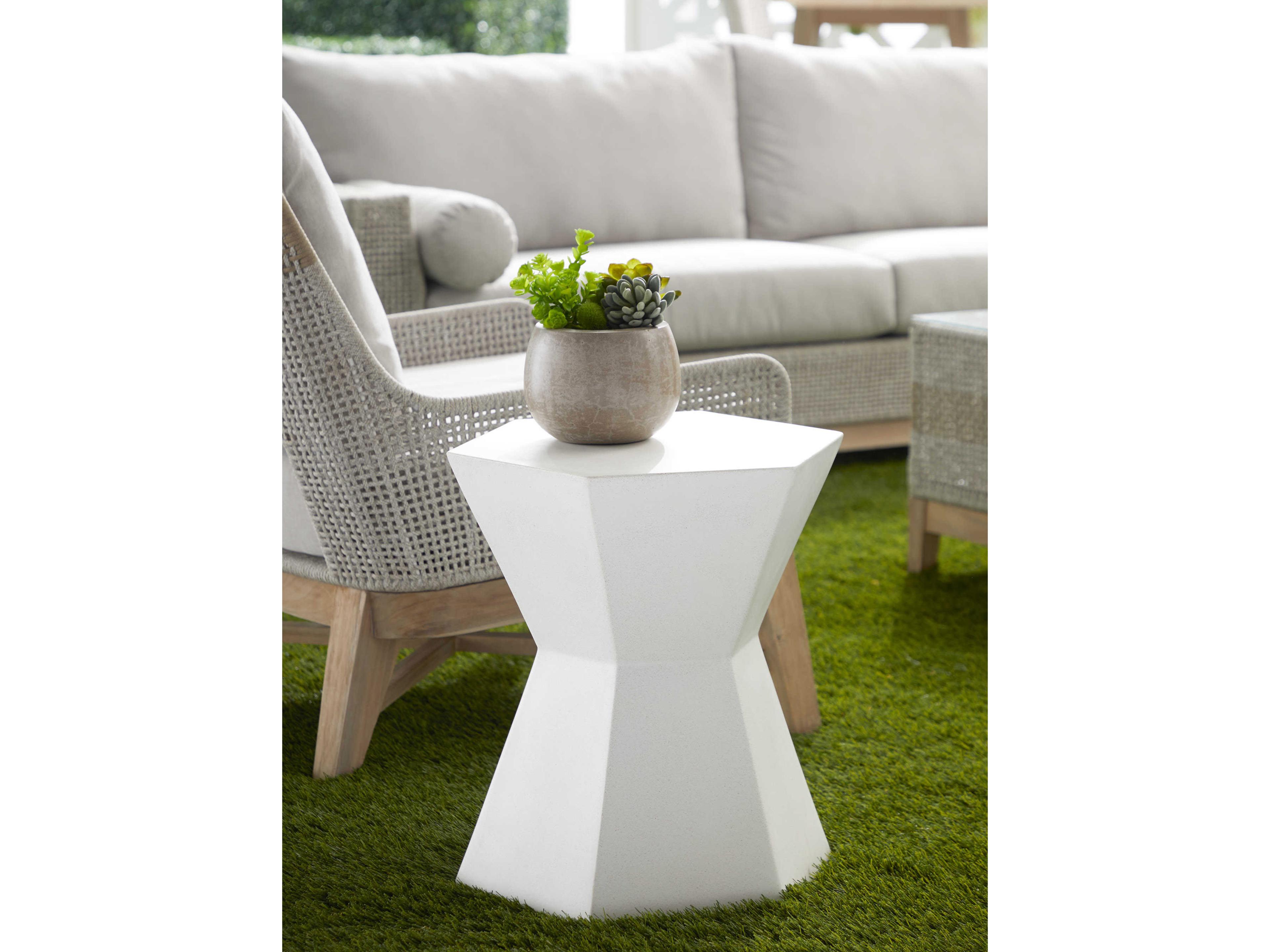 Luxecor Respite Outdoor Ivory Concrete Hexagon End Table