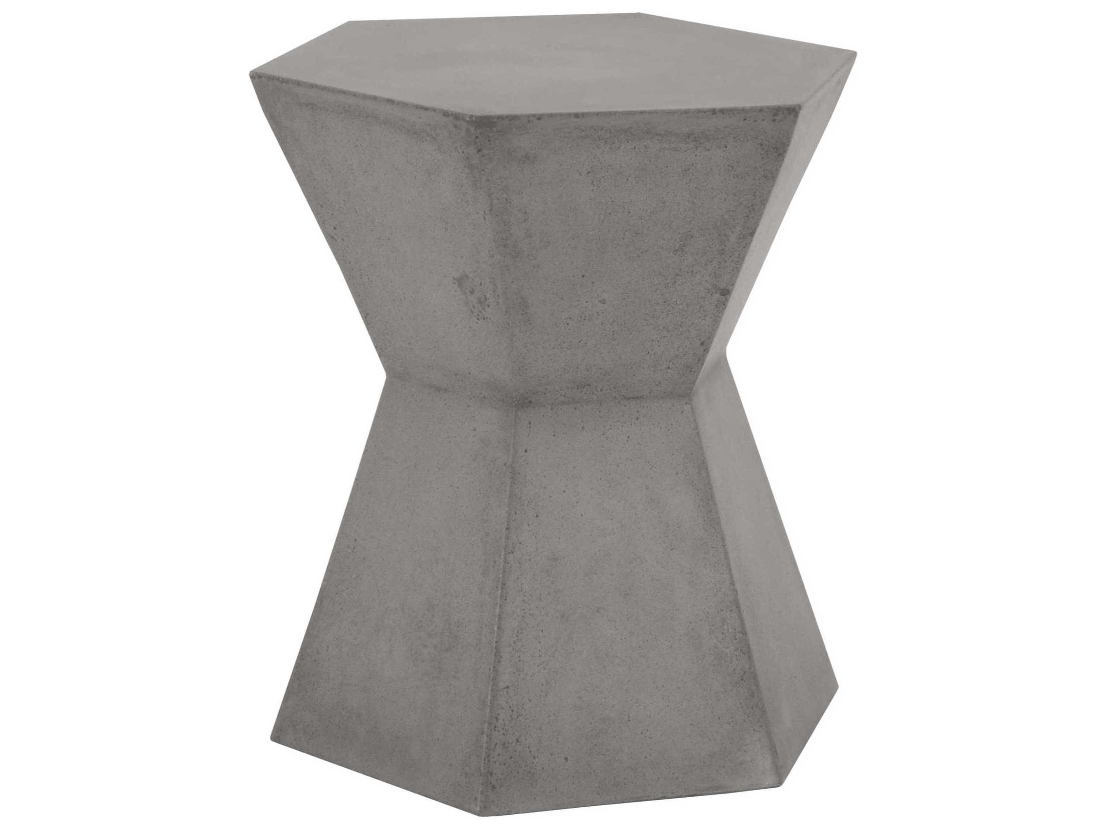 Essentials for Living Outdoor District Slate Grey Concrete Hexagon End Table