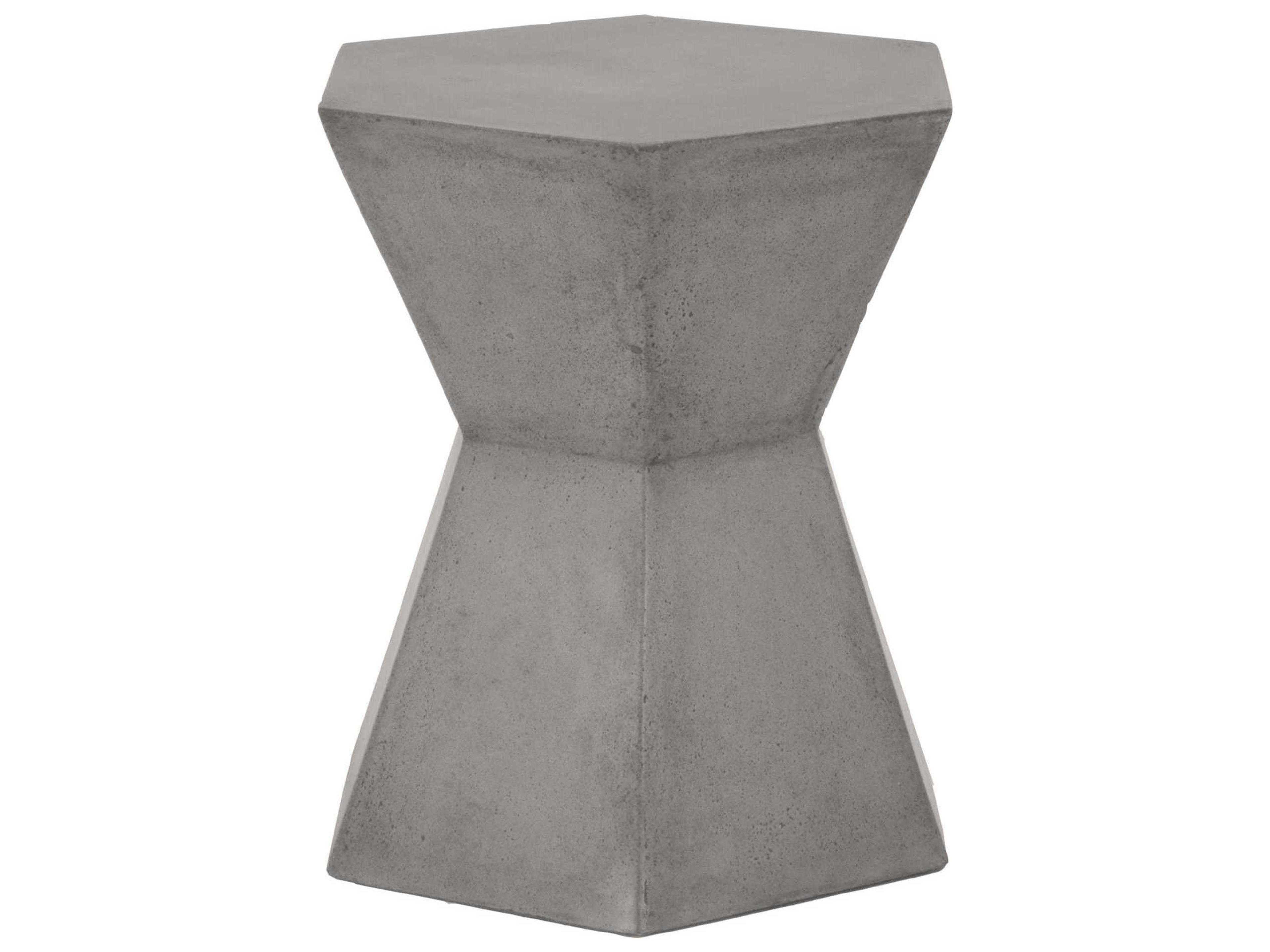 Essentials for Living Outdoor District Slate Grey Concrete Hexagon End Table