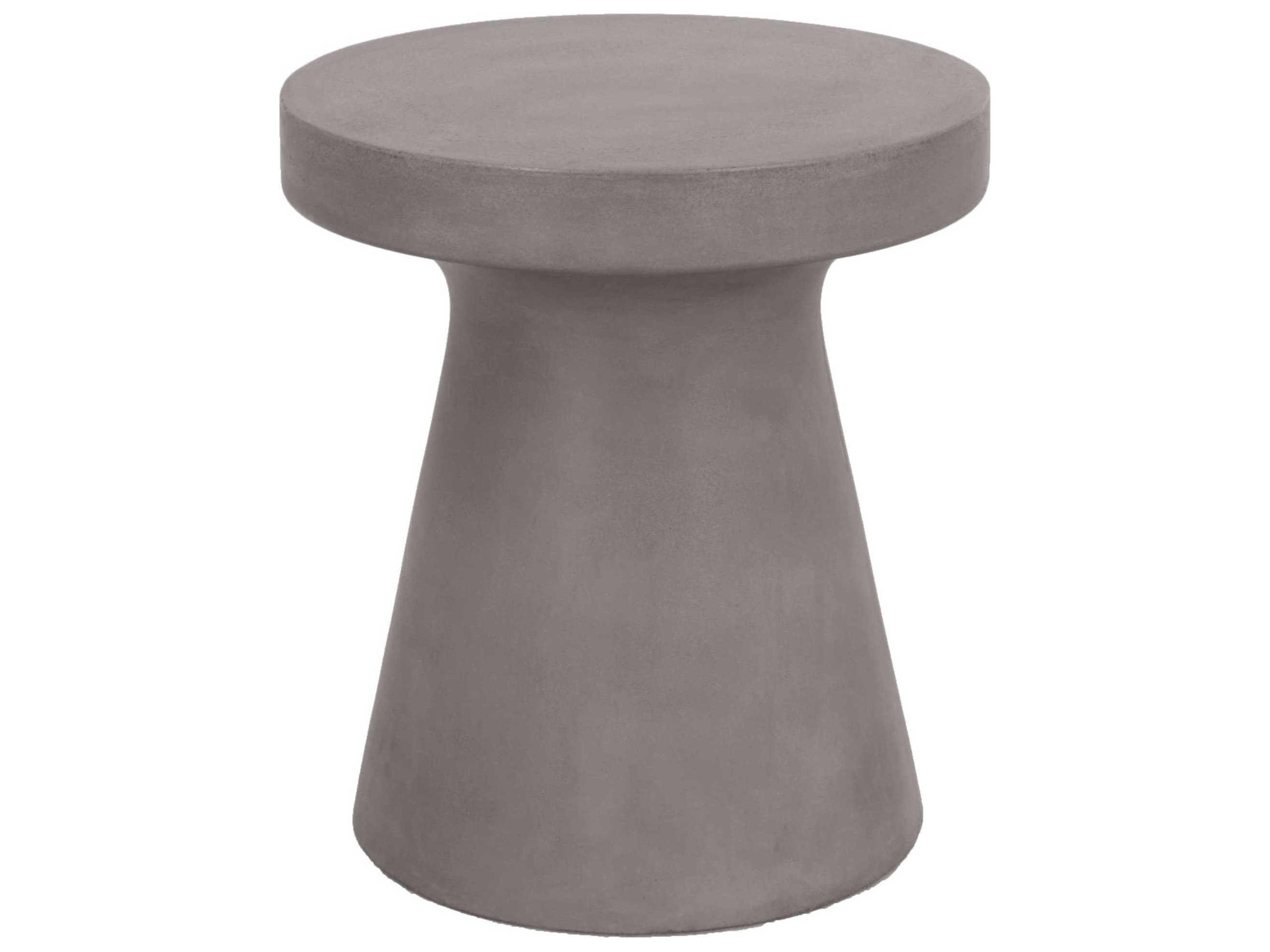 Respite Outdoor Slate Grey Concrete Round End Table