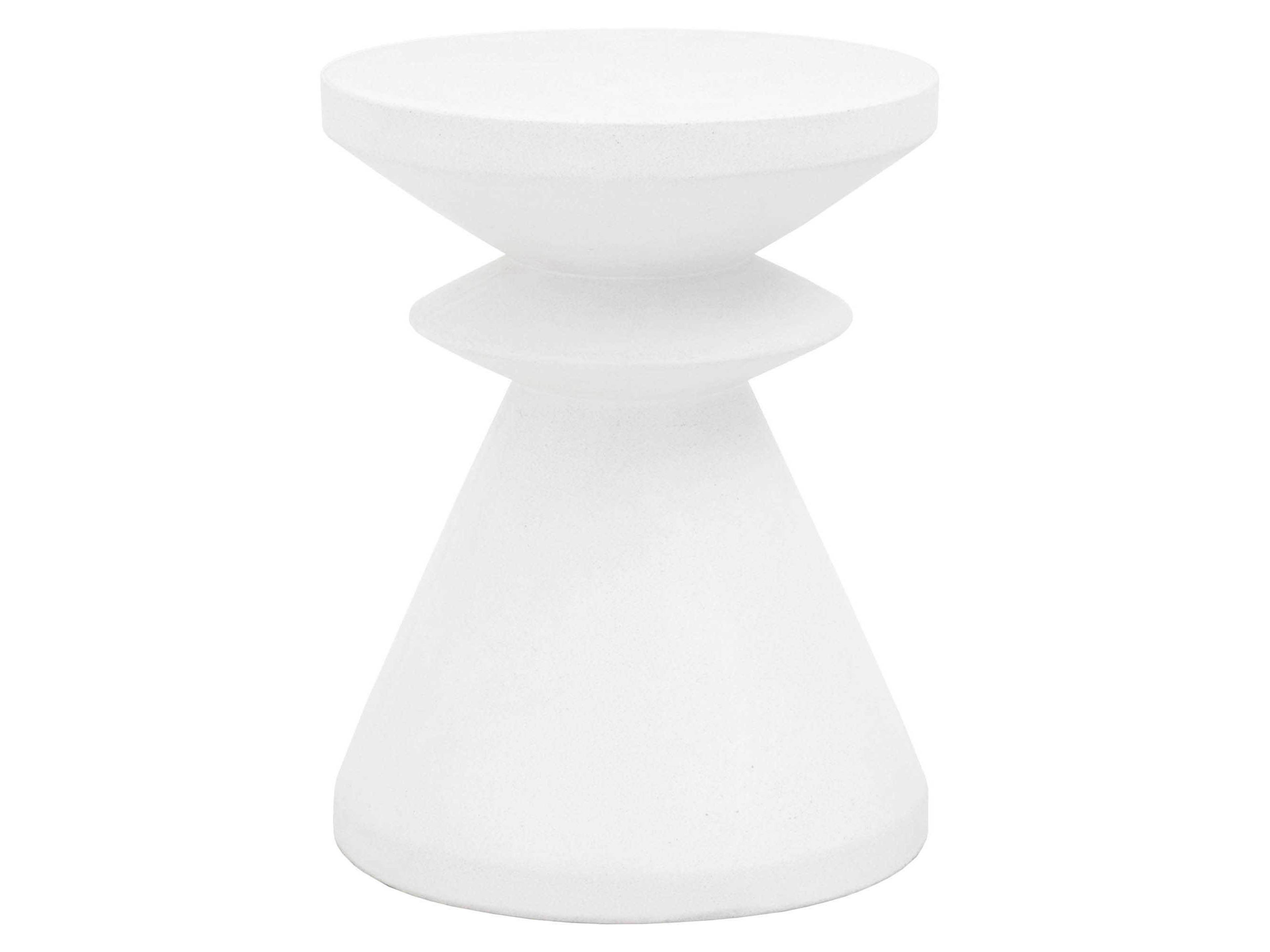 District Ivory Concrete Round End Table